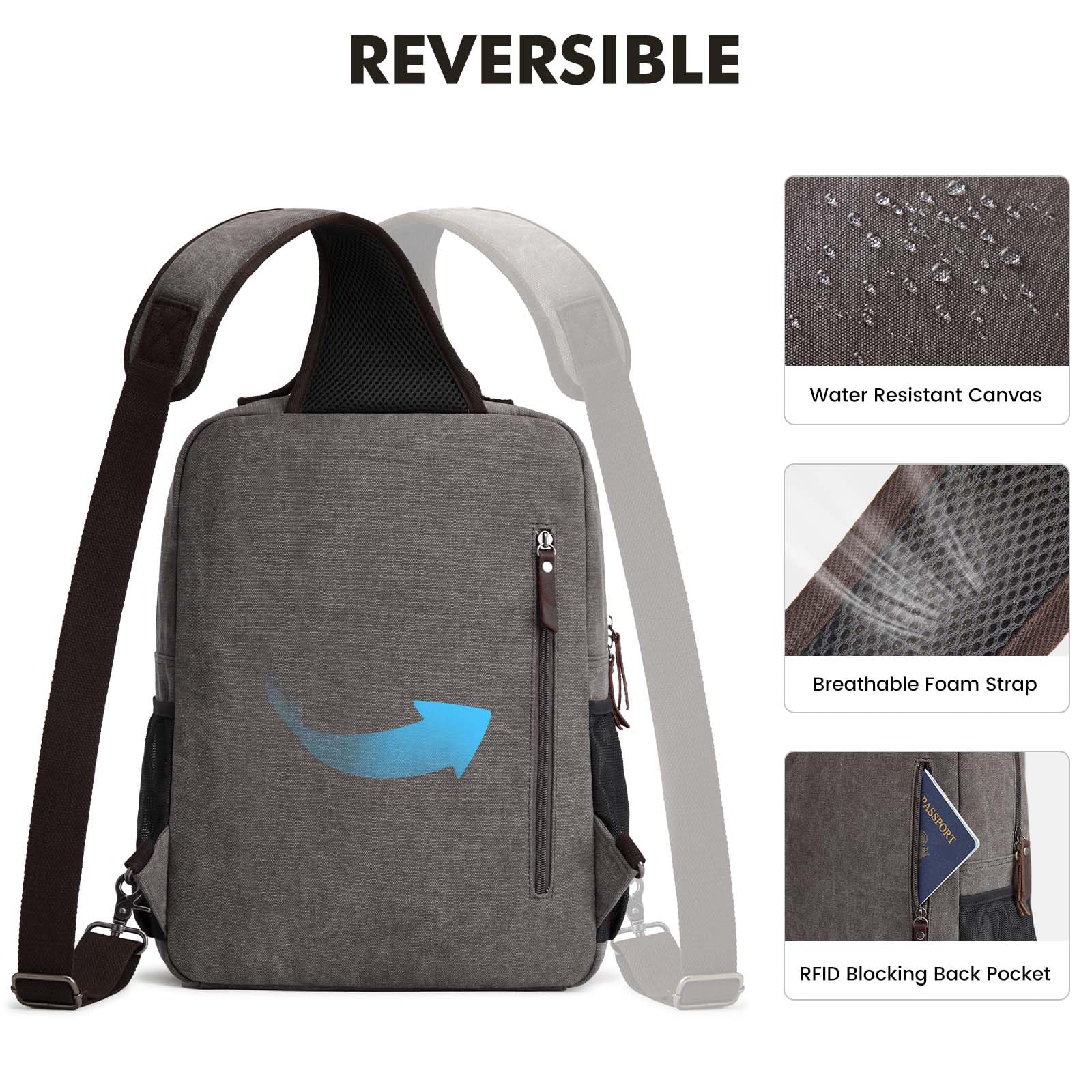 S-ZONE Zaino da Uomo in Tela Impermeabile da 13-16 Pollici per Laptop Borsa a Tracolla Casual