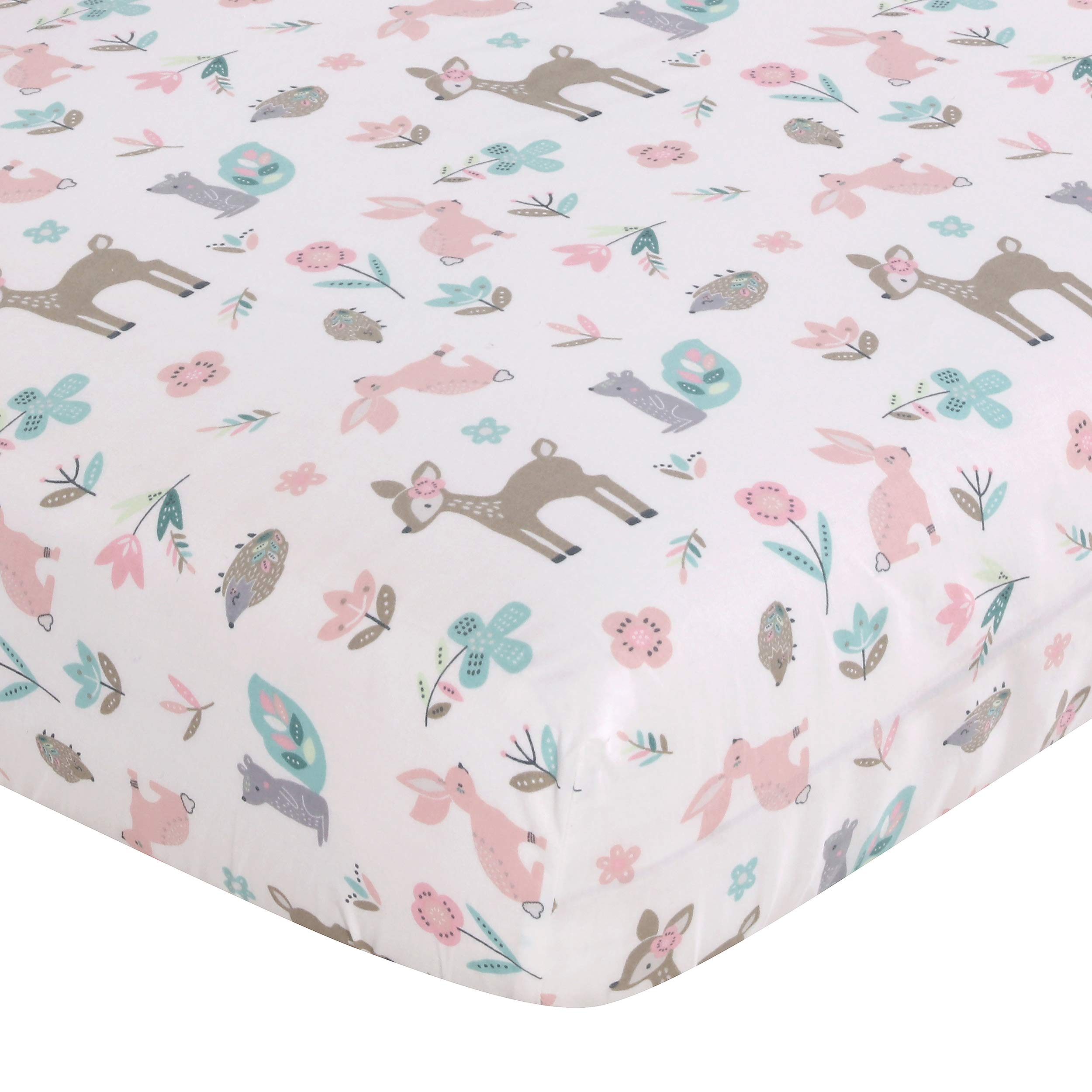 Levtex Baby - Zestaw łóżek do łóżeczka dziecięcego Everly – zestaw do pokoju dziecięcego – morski róż – leśny jeleń i przyjaciele – 5-częściowy zestaw zawiera kołdrę, prześcieradło z gumką, ułożenie na pieluchy, tatuaż ścienny i spódnicę na łóżko/falbankę