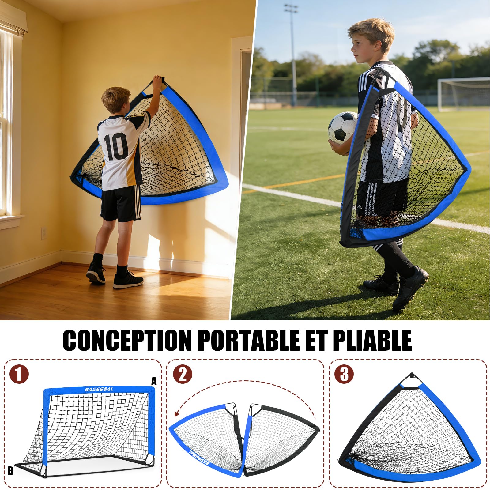 Cage de Foot Exterieur avec Cible Suspendue et Sac de Transport pour Jardin