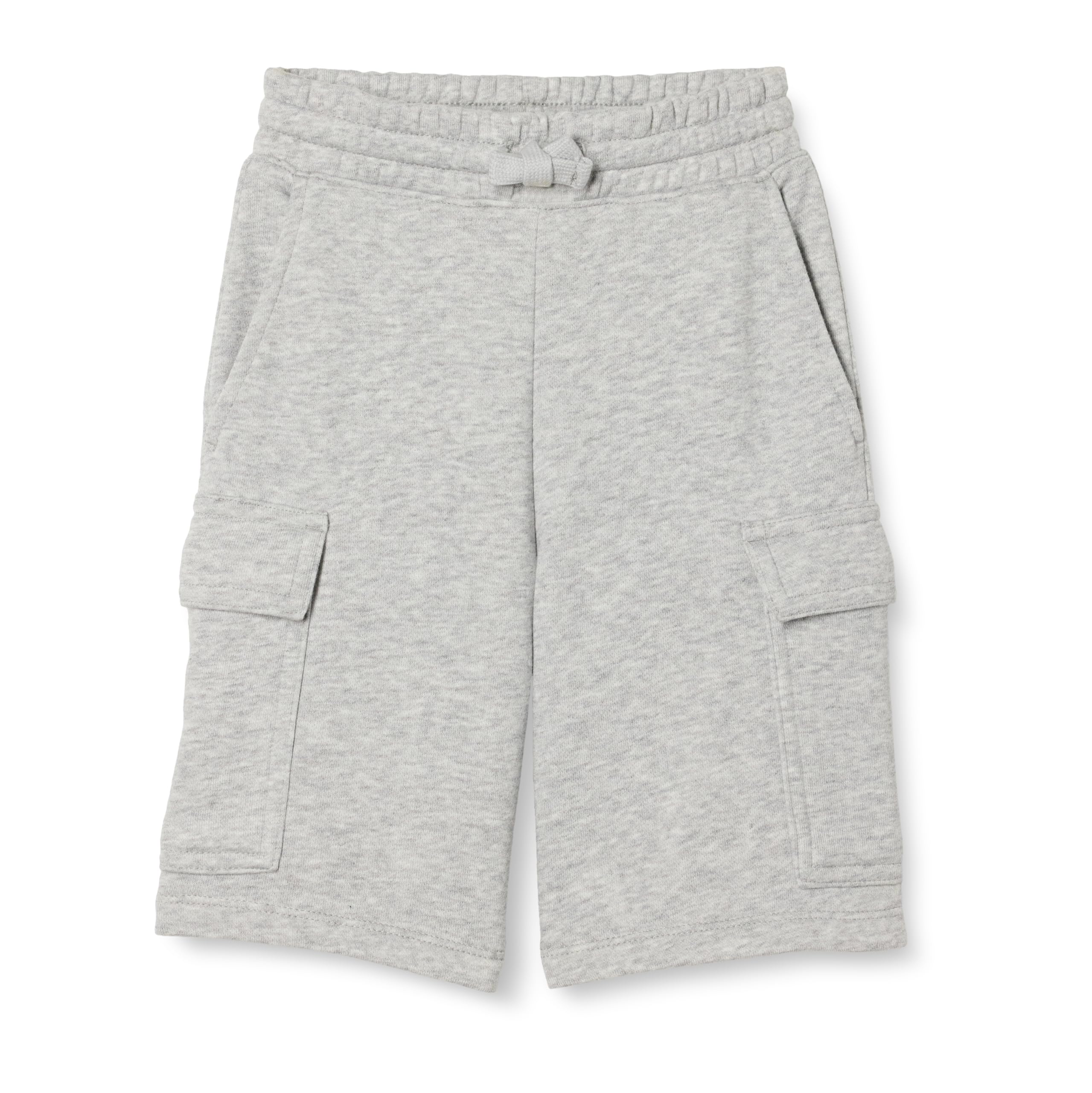 Amazon Essentials Boys' Boys Terry Cargo Sweat Shorts, Light Grey Heather, Large