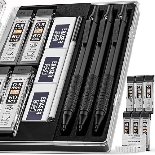 Miniatura 2 de Nicpro Lápices mecánicos de 0.020in y 840 repuestos de plomo de 0.020in