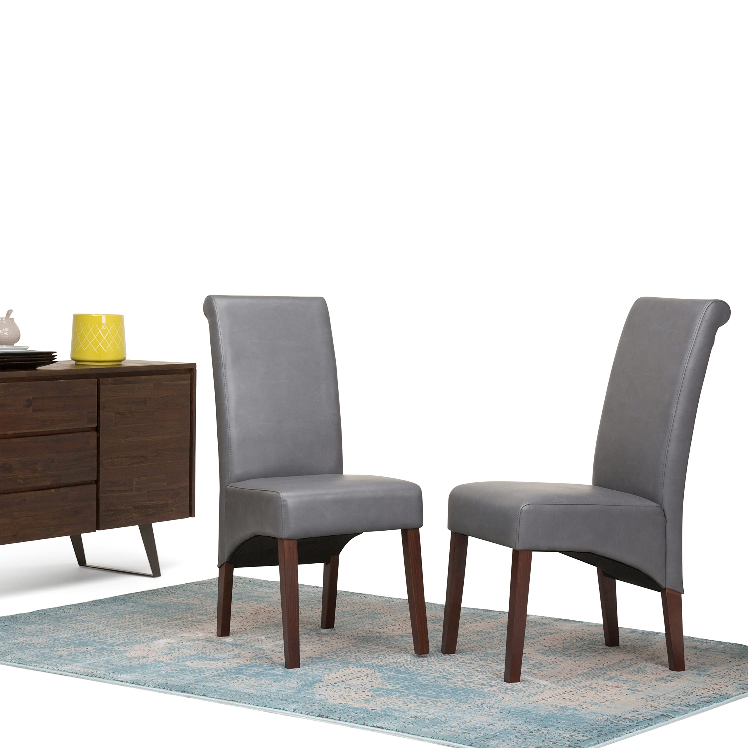 SIMPLIHOME Avalon Deluxe Parson Dining Chair (Set of 2), Stone Grey ...