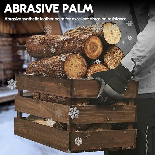 Miniatura 5 de Vgo... 1 par de guantes de trabajo para clima frío de 41.0 F41F para hombre, guantes de trabajo cálidos de invierno, colores de alta visibilidad