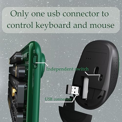 Miniatura 5 de FCLPU x UBOTIE Teclado inalámbrico y ratón para computadora (negro verde)