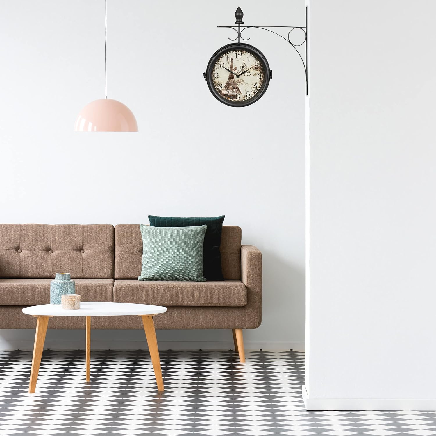 Relaxdays Double-Sided Wall Clock, 70% iron 30% glass, Black, 34x35x10 cm