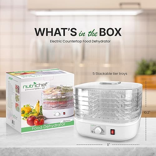 Vista 8 de NutriChef Máquina deshidratadora de alimentos Deshidrata carne seca de res, carnes, champiñones, frutas y verduras Ideal para uso en casa Milky
