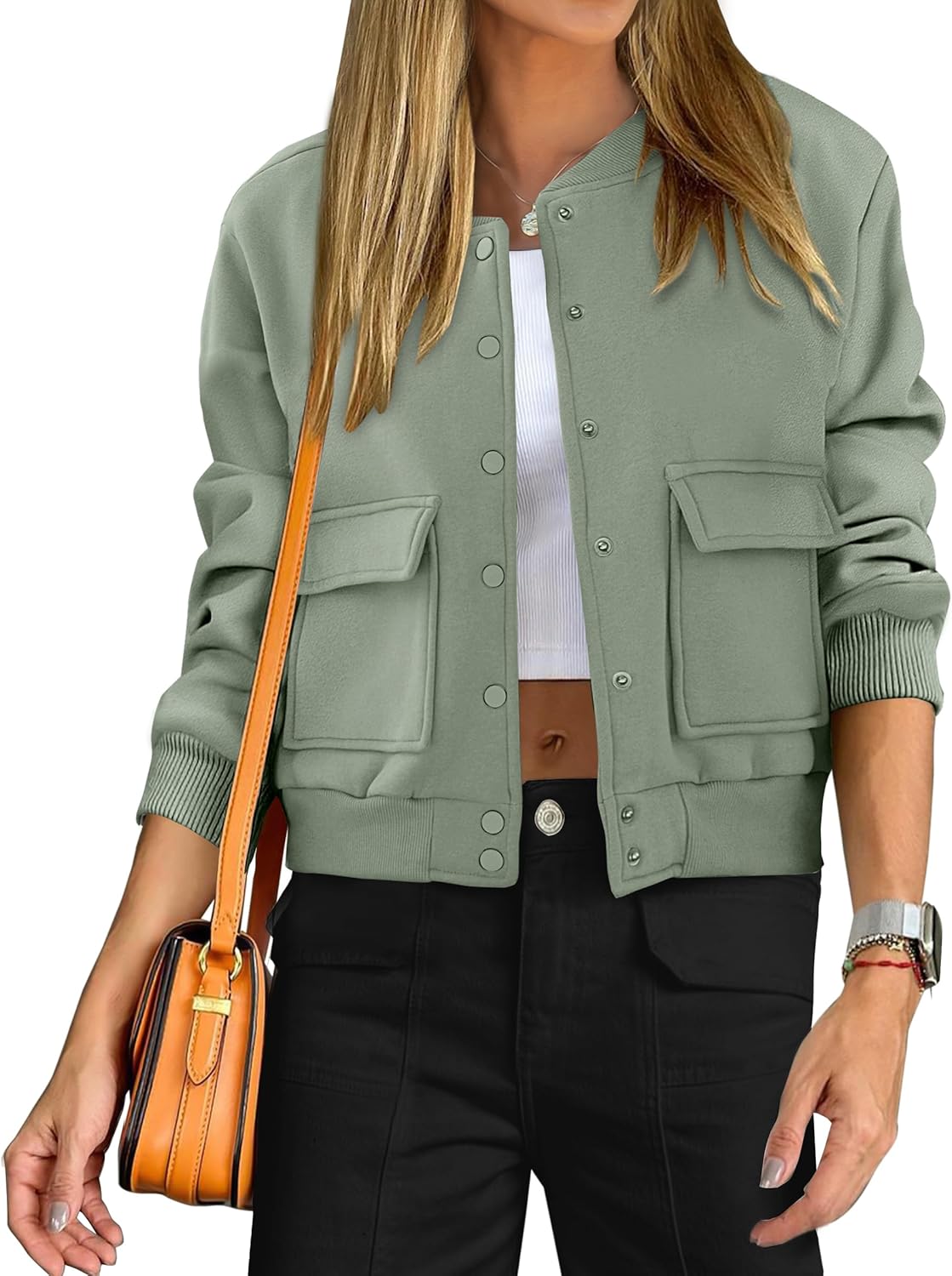 ANRABESS Women Cropped Bomber Jacket 2025 Fashion Casual Trendy Varsity Y2k Jackets Fall Outfits