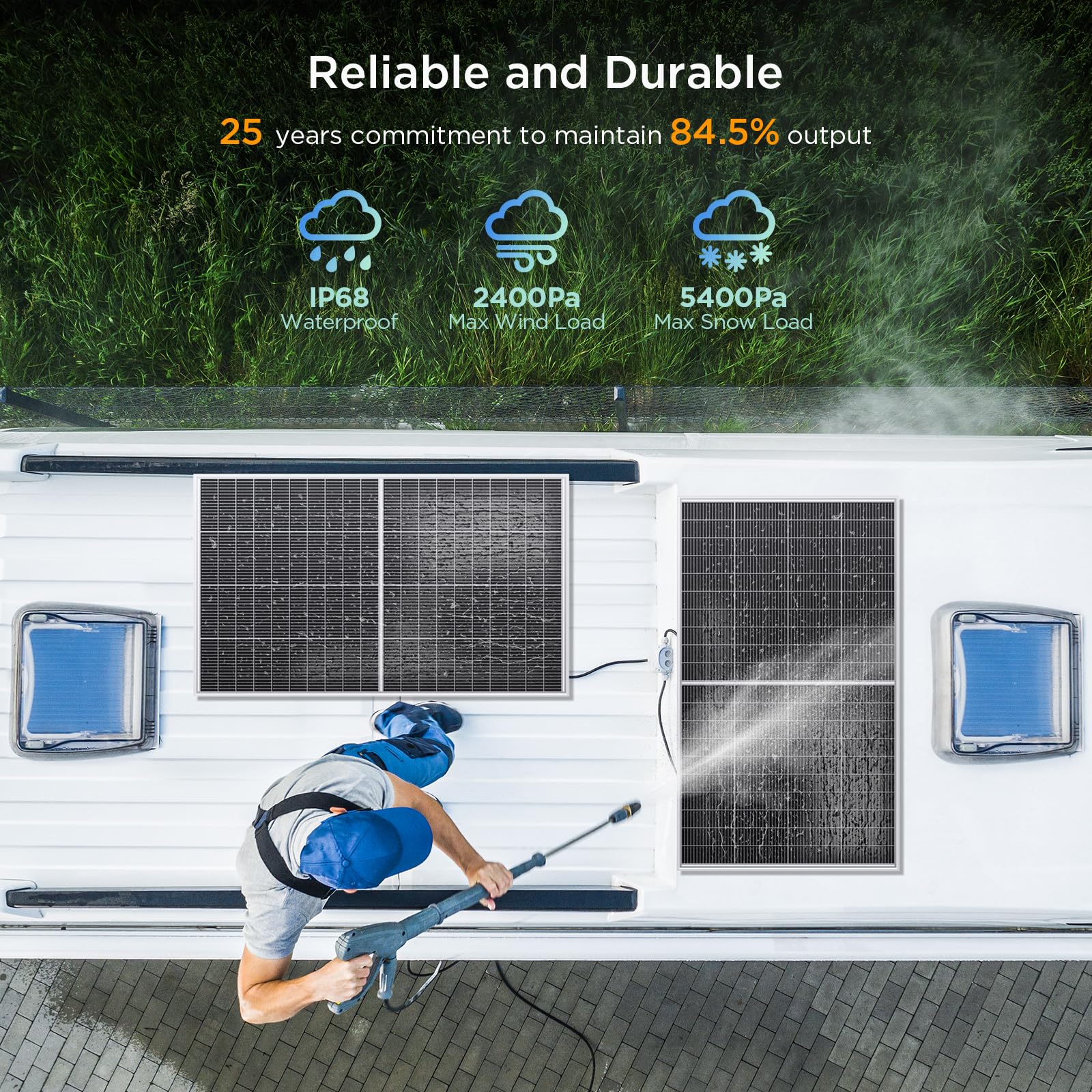 Pannello solare bifacciale da 400 W tipo N 16BB 2 x 200 W 12/24 V 25% modulo fotovoltaico monocristallino ad alta efficienza per roulotte