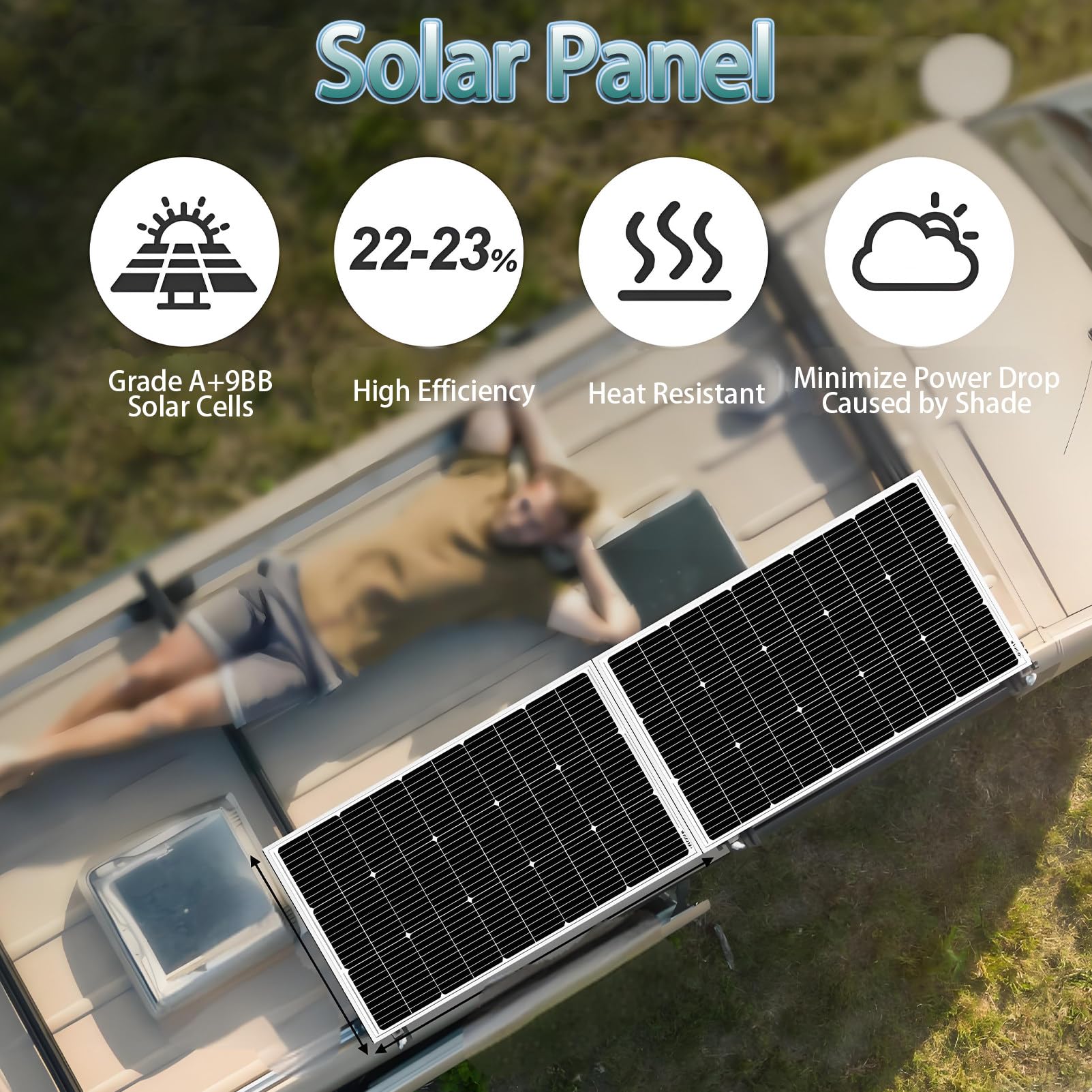 Panele fotowoltaiczne, monokrystaliczny panel słoneczny, 300 W, z kontrolerem 20 A, panel słoneczny, do ładowania akumulatorów 12 V - kampery, przyczepy kempingowe, łodzie, dachy. 3×200w