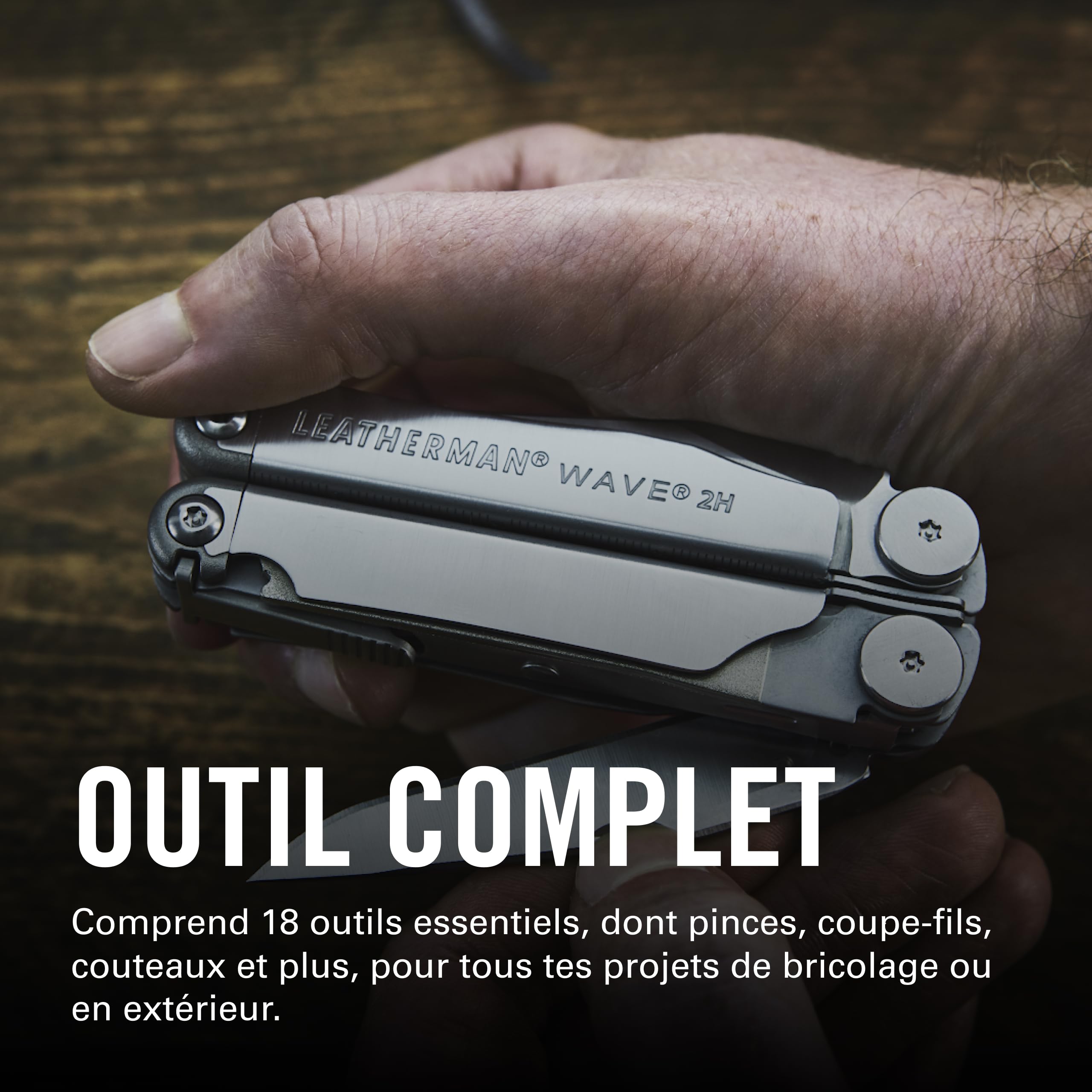 Leatherman 2H Wave+ Outil Multifonction, Acier Inoxydable | Outil 18-en-1 en Acier Inoxydable pour Usage Intensif avec Lames, Pinces et Coupe-Fils