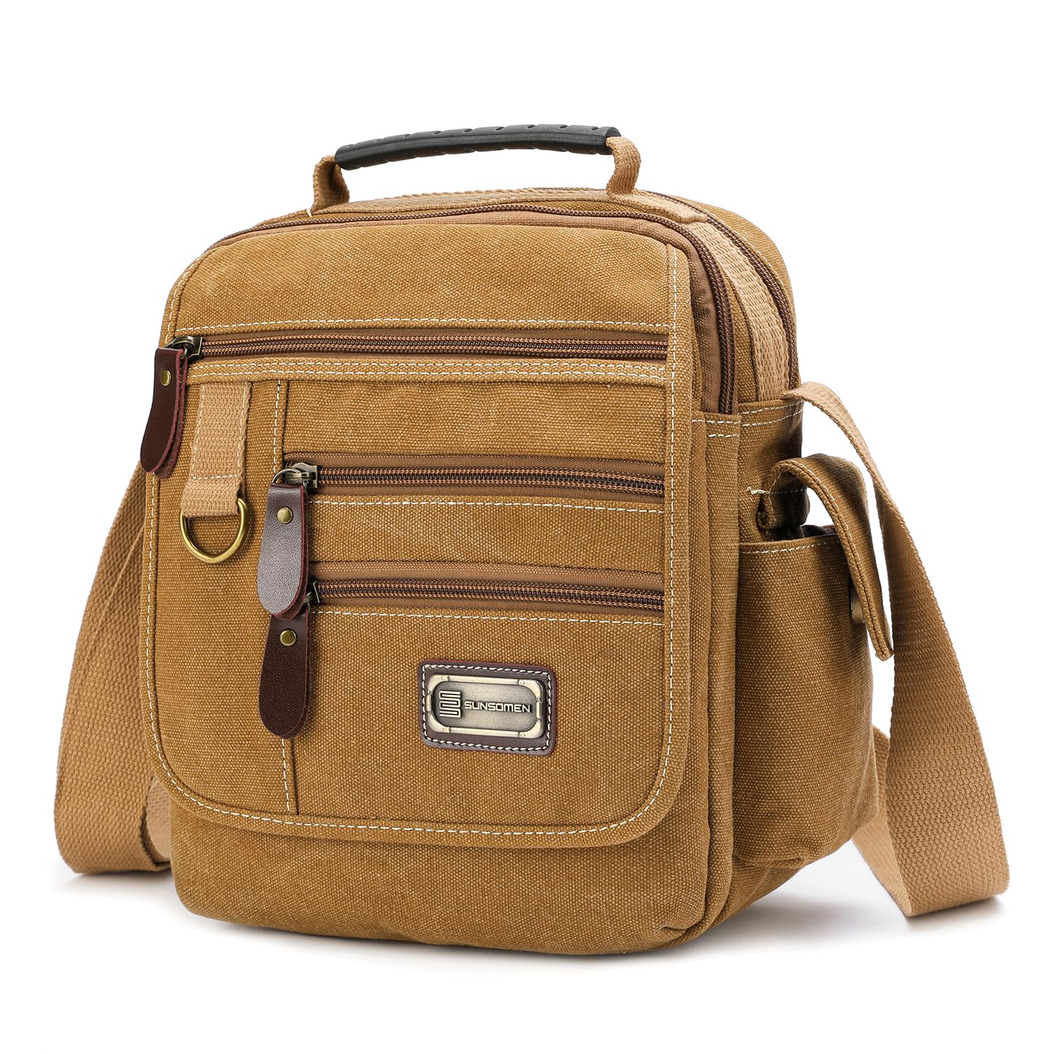 Mens bag Canvas Shoulder Bag Small Messenger Crossbody Bag Work Bag Vintage Multi-function