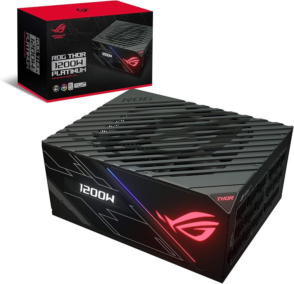 ASUS Rog Thor 1200, 80+ Platinum Certified 1200W Fully-Modular RGB Power Supply with LiveDash Oled Panel - View 1