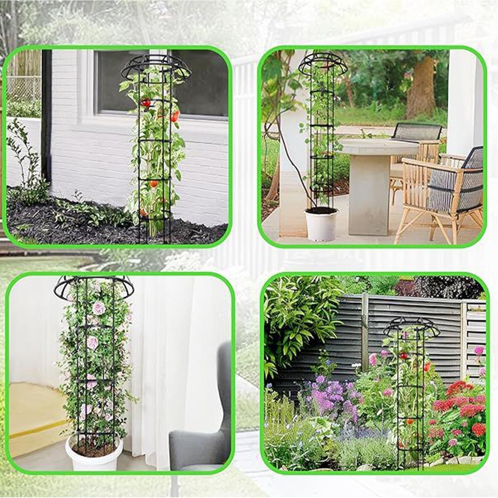Enrejado para Plantas trepadoras Exterior Tapa De Hongo Resistente Al Óxido | Enrejado con tapa seta para macetas para Jardín Casa Patio Balcón Terraza Pepinos Uvas Cerezos