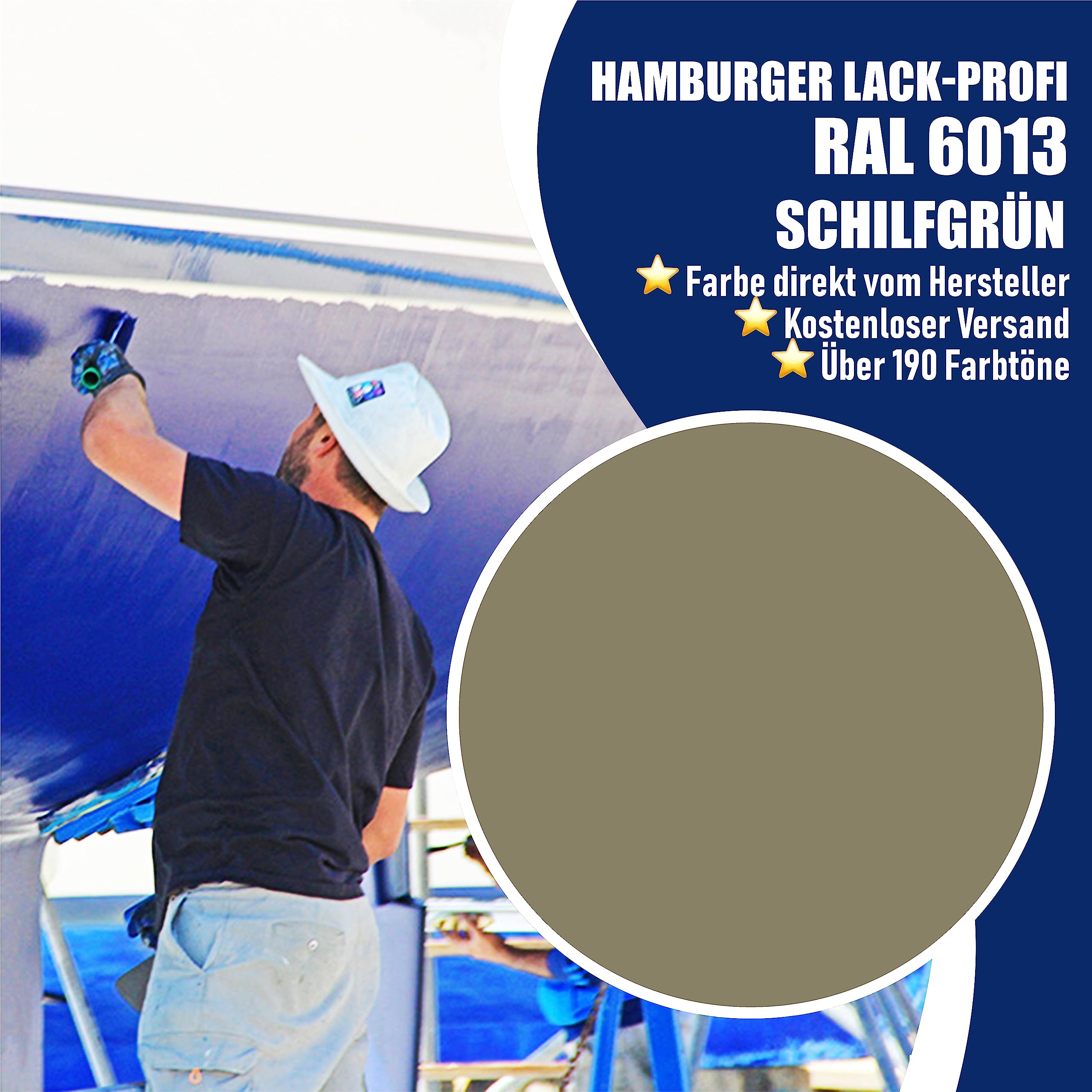 Hamburger Lack-Profi Bootslack MATT für Holz und Metall Schilfgrün RAL 6013 Grün Yachtlack Yachtfarbe Bootsfarbe