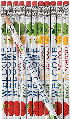 Fun Express Lápices de bienvenida de vuelta a la escuela - 24 piezas - Actividades educativas y de aprendizaje para niños