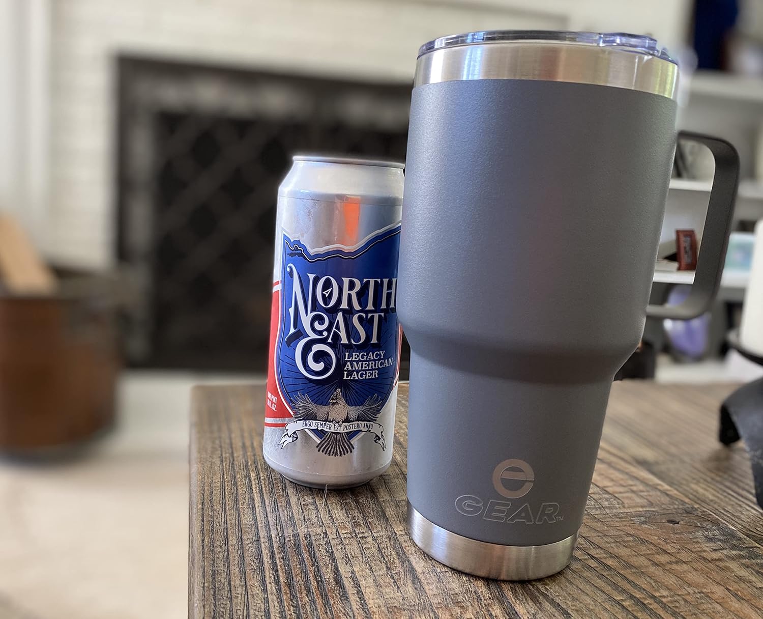 Enthusiast Gear 30 oz Tumbler with Magnetic Slider Lid and Handle, Stainless Steel, Vacuum Insulated for Hot and Cold Drinks (30 oz, Grey)