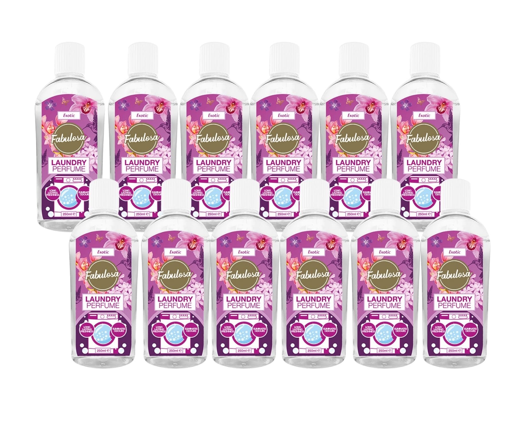 Fabulosa Versatile Laundry Perfume, Scent Boosters For Laundry, Deodorizer, Odour Eliminator, Long-Lasting Freshness, Laundry Fragrance, 250 ml, 12, Pack, Exotic