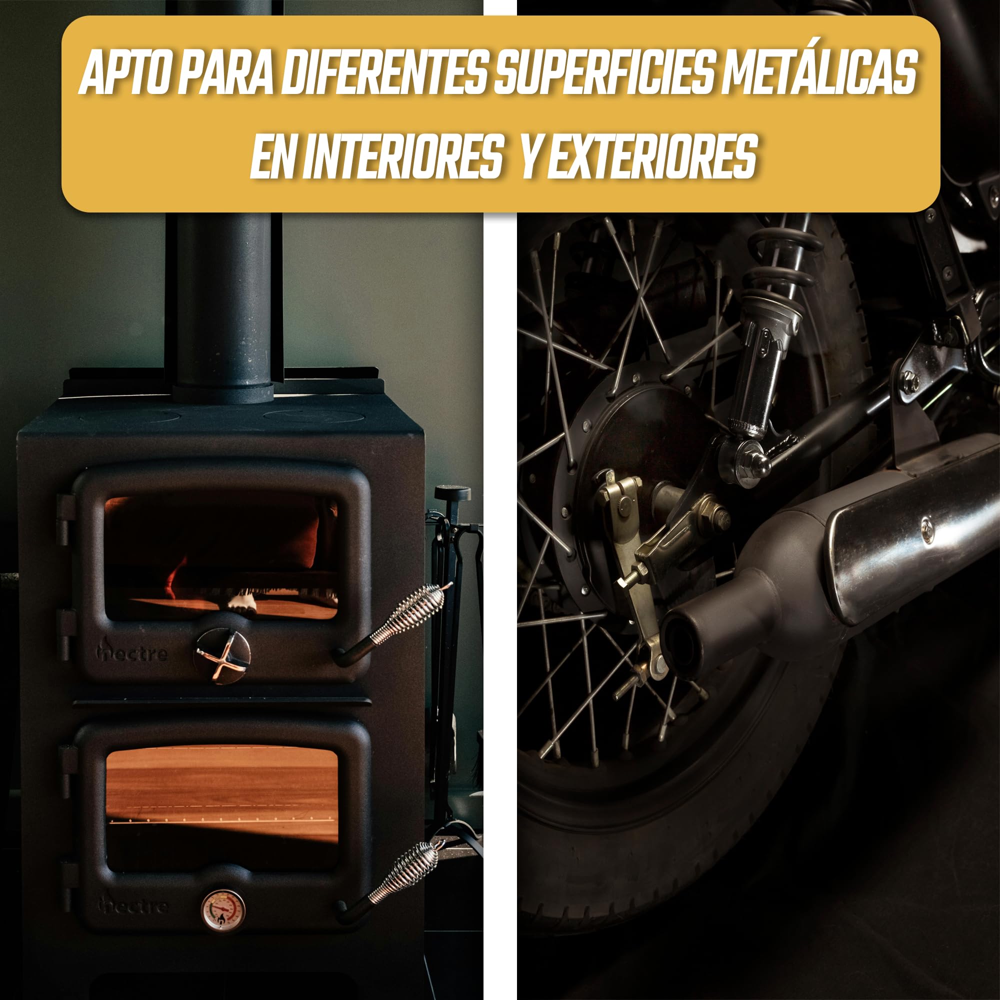 PINTURAS ECU - Pintura Anticalórica Negra Mate para altas temperaturas de hasta 650º - 375ml - Especial para estufas, chimeneas, hornos, barbacoas, aluminio (Negro Mate, 375 mililitros)