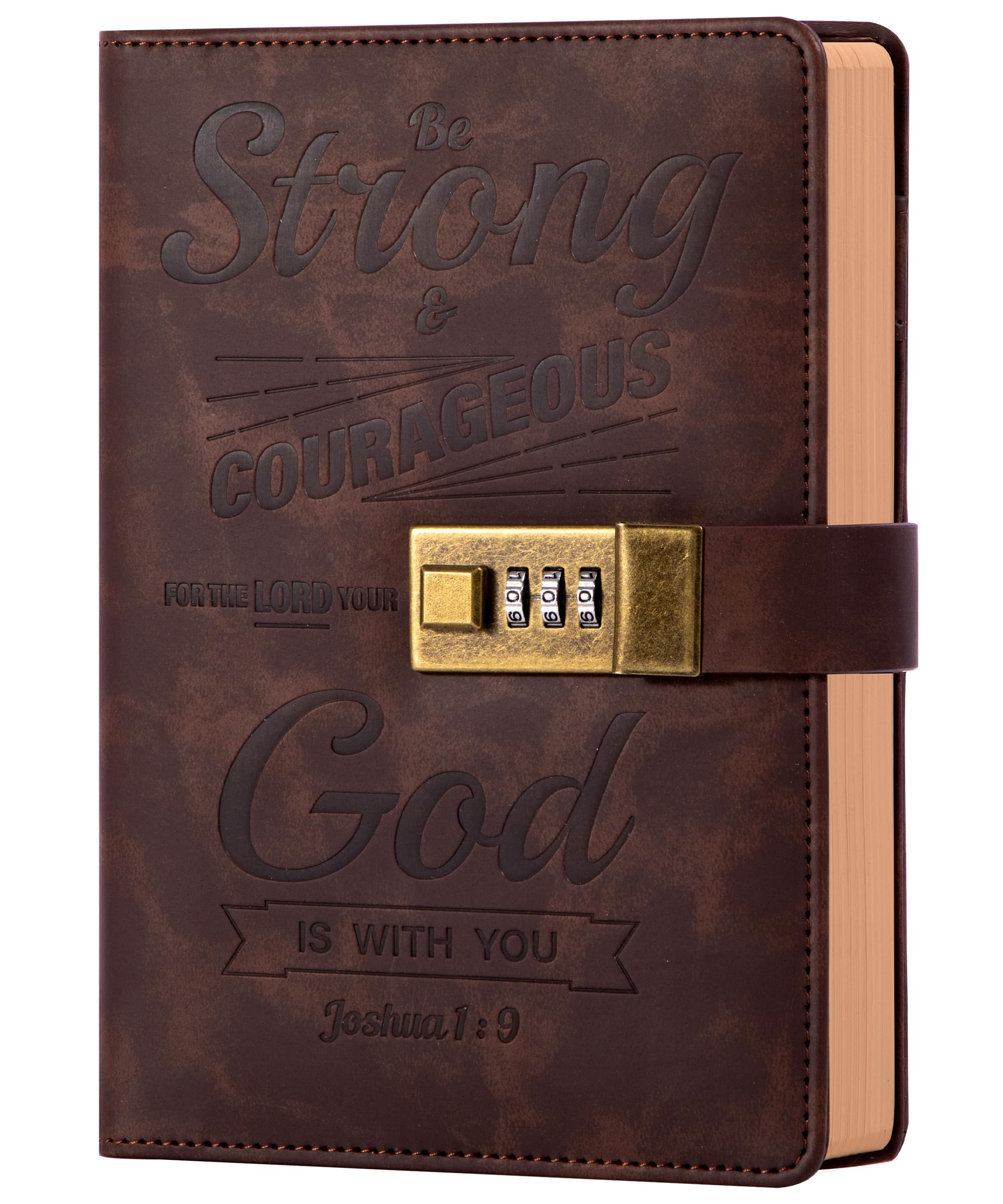 CAGIE Diary With Lock A5 Journal With Lock for Men Hard Cover 160 Pages Lockable Diary Unlined Kraft Paper for Writing, Blank Travel Book Sketch Pad Brown