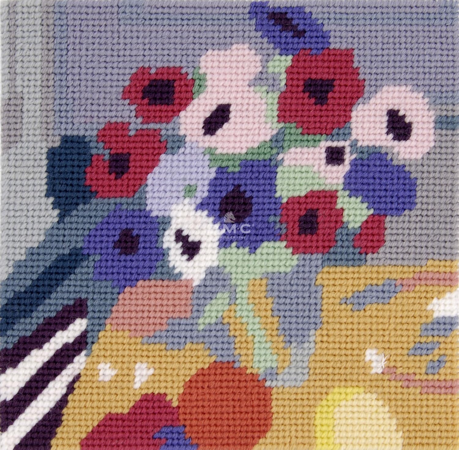 Dmc Penelope Canvas Print Tapestry Vase With Fleu