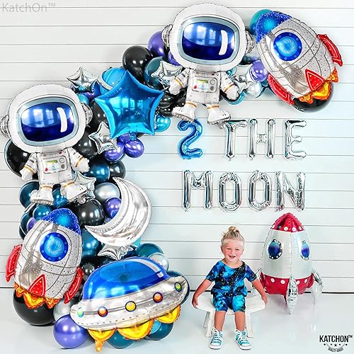 Miniatura 7 de Katchon, Juego de 7 decoraciones de cumpleaños de gran espacio, 37 pulgadas, globos de cohete para decoraciones de fiestas temáticas espaciales,