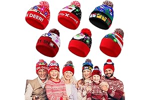 Pack of 6 Flashing Christmas Sweaters with LED Lights