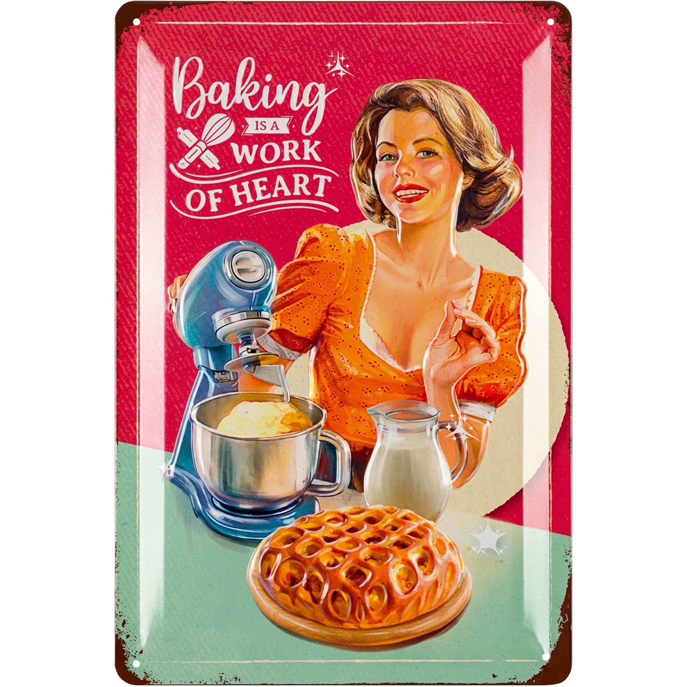 LANOLU Vintage Tin Sign - Bakery Poster, Bake Shop Sign, Kitchen Retro Signs, Baking gift tins, tin sign for kitchen, decorative baking Decor, Metal Signs Vintage Kitchen, Retro Vintage Tin, 12x8"
