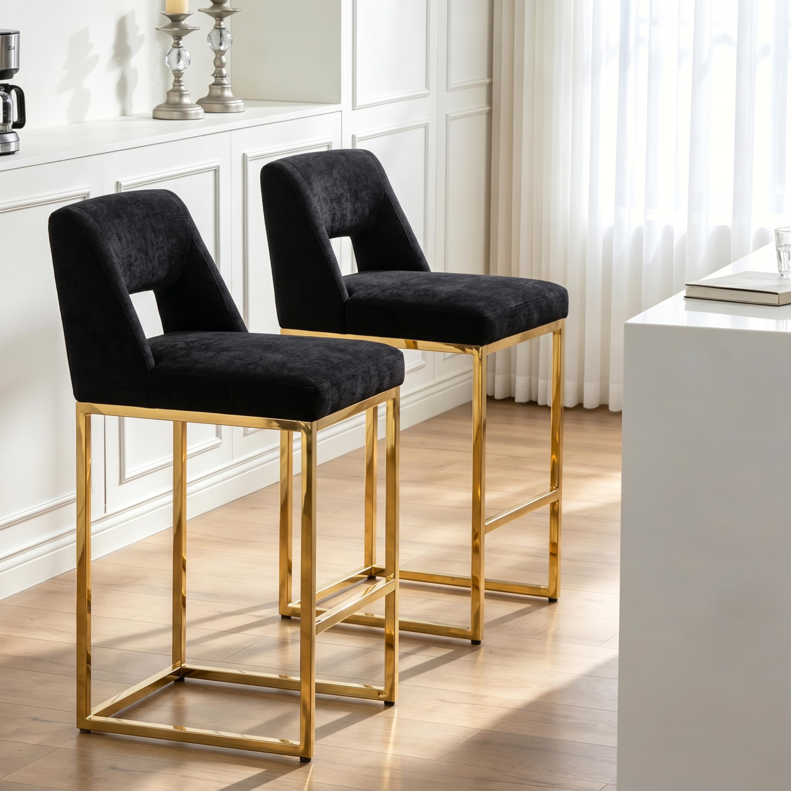 RNKSFX Black and Gold Bar Stools
