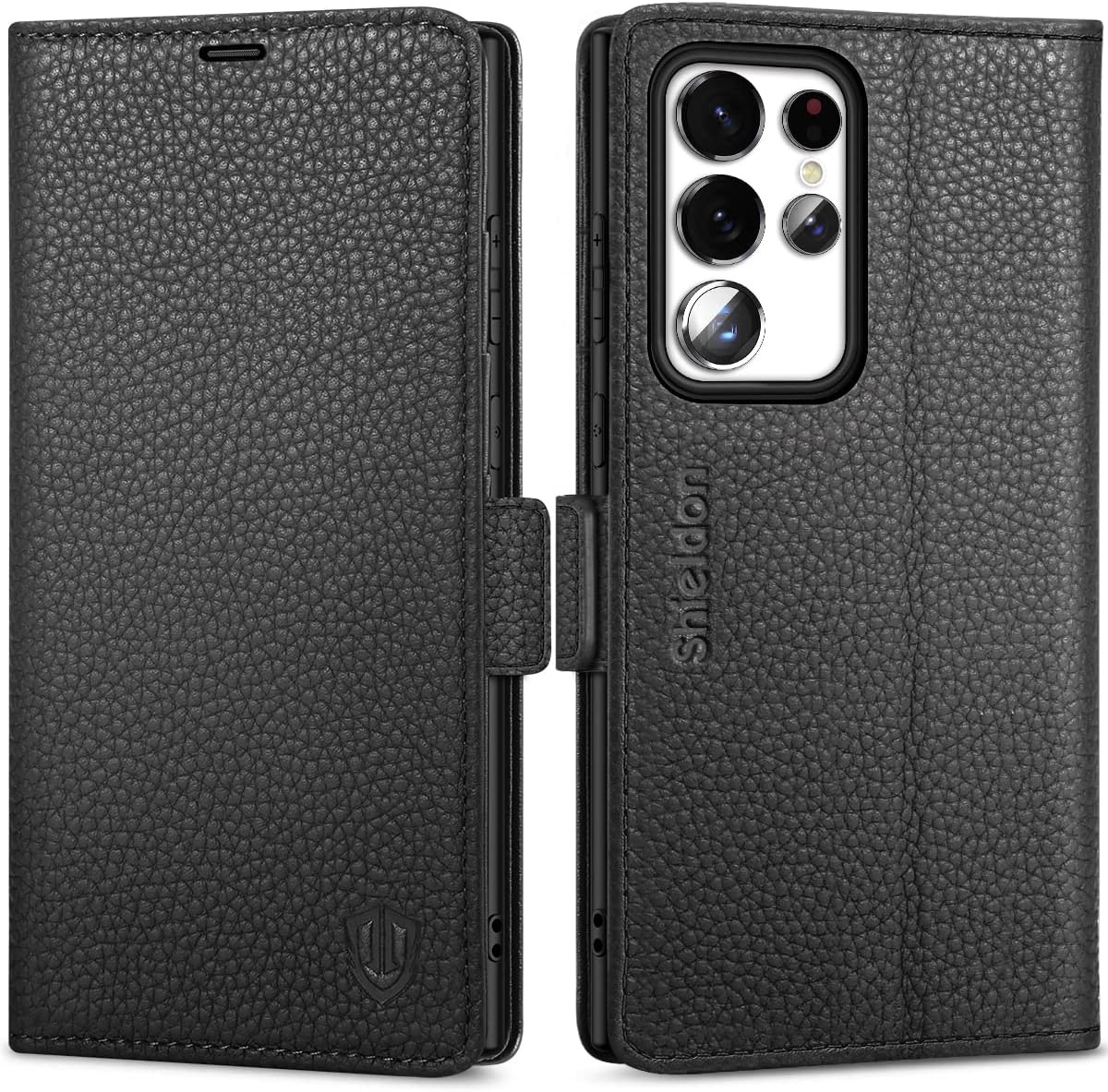 SHIELDON Case for Galaxy S23 Ultra 5G 2023, Genuine Leather