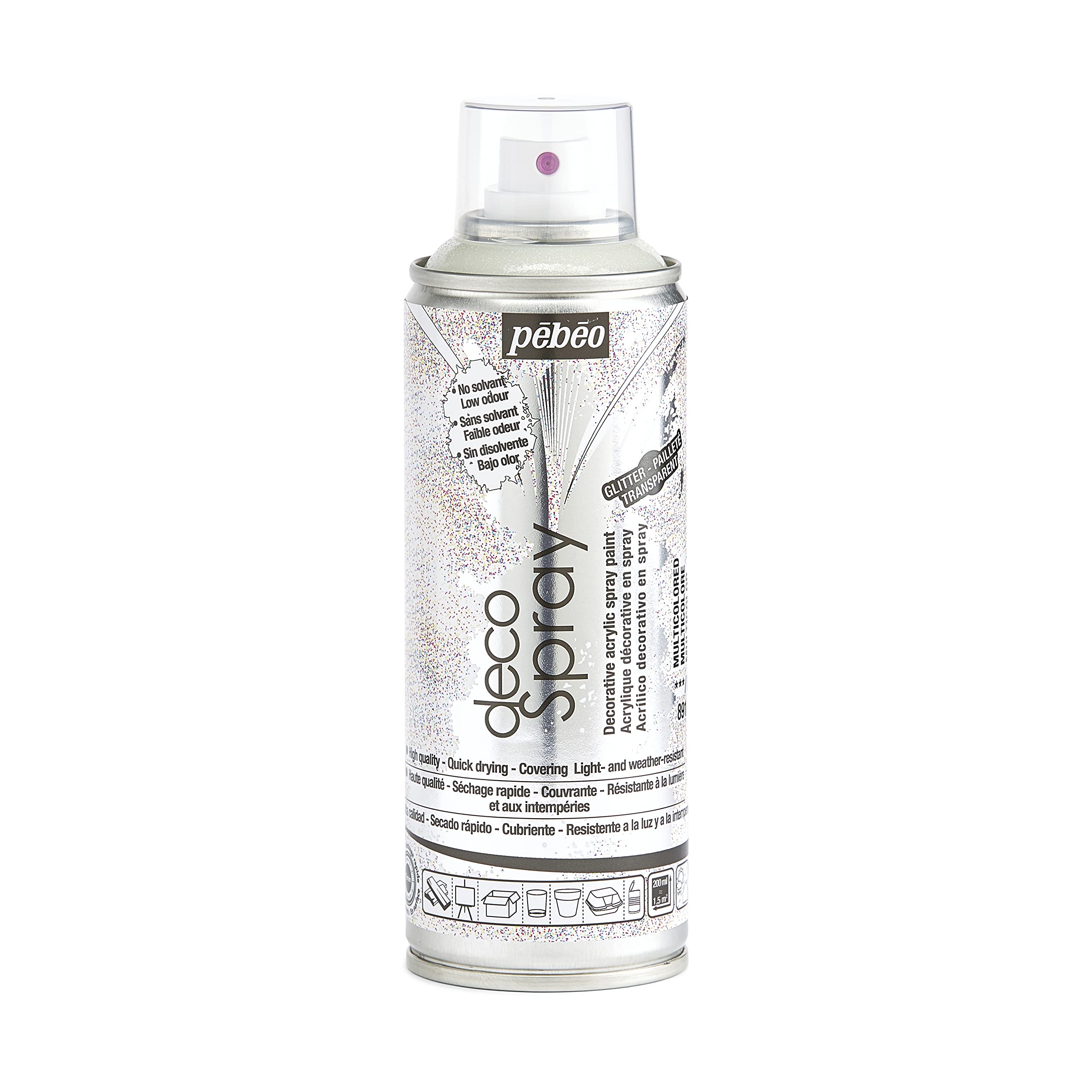 Pebeo Water-Based Acrylic Spray Paint, Deco Spray, 200ml, Glitter Color, NO.891 Multi-Color Glitter