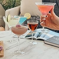 Vista 8 de MORA PURE Copas de Martini, Juego de 4 de 7 onzas - Cristal Premium Soplado a Mano para Cócteles, Martinis, Bar en Casa, Cosmos, Gimlet, Fiestas