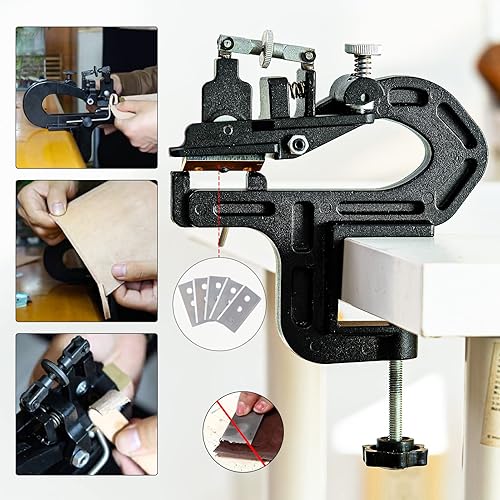 Miniatura 6 de Esquiador manual de cuero pelador Splitter adelgazamiento máquina de corte de artesanía en cuero máquina de ribete para proyecto de bricolaje