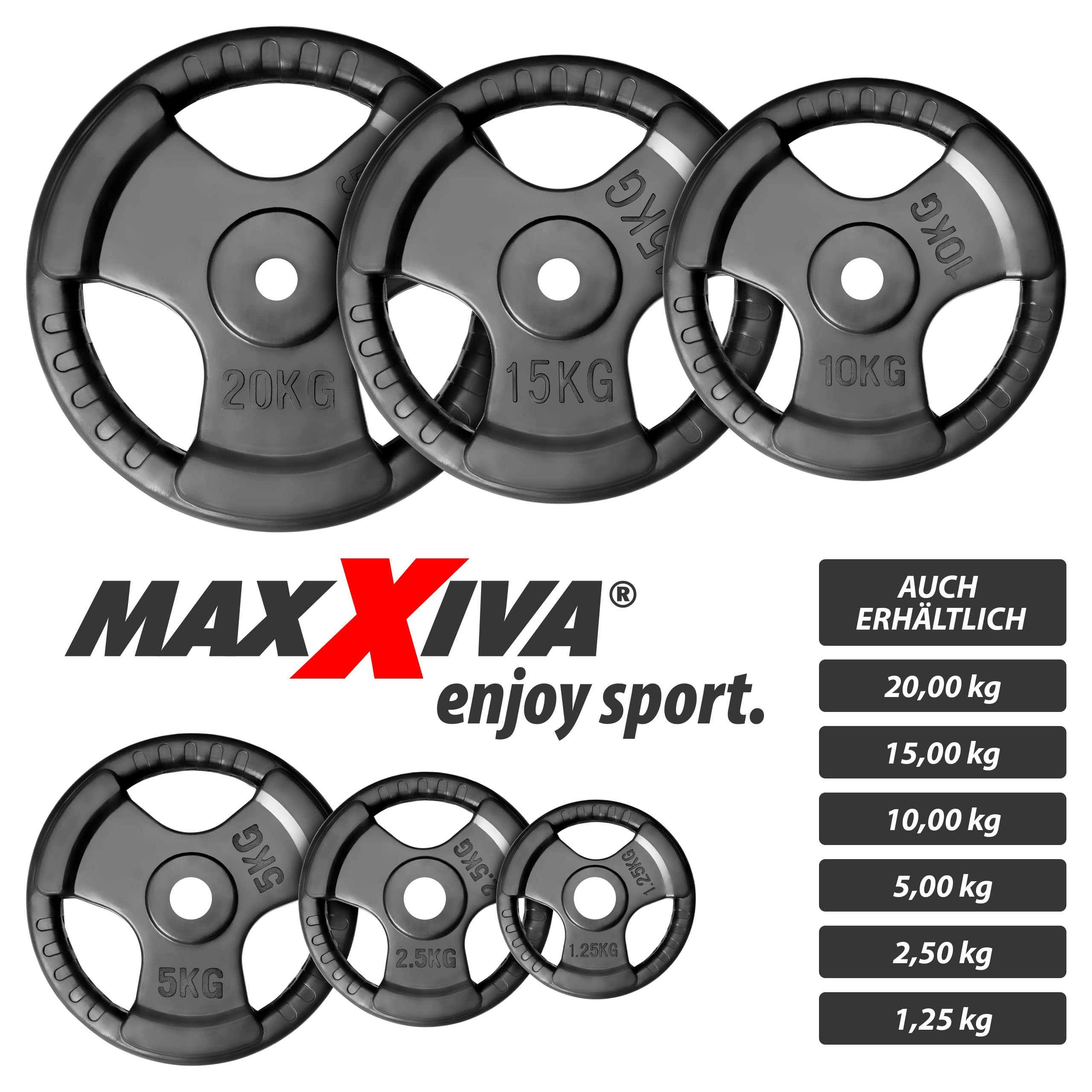 Hantelscheiben 2er Set Gewichtsplatte je 15 kg Gusseisen Gripper Gummi schwarz 30 kg Fitness Krafttraining Bodybuilding Workout Gewichtheben Reha