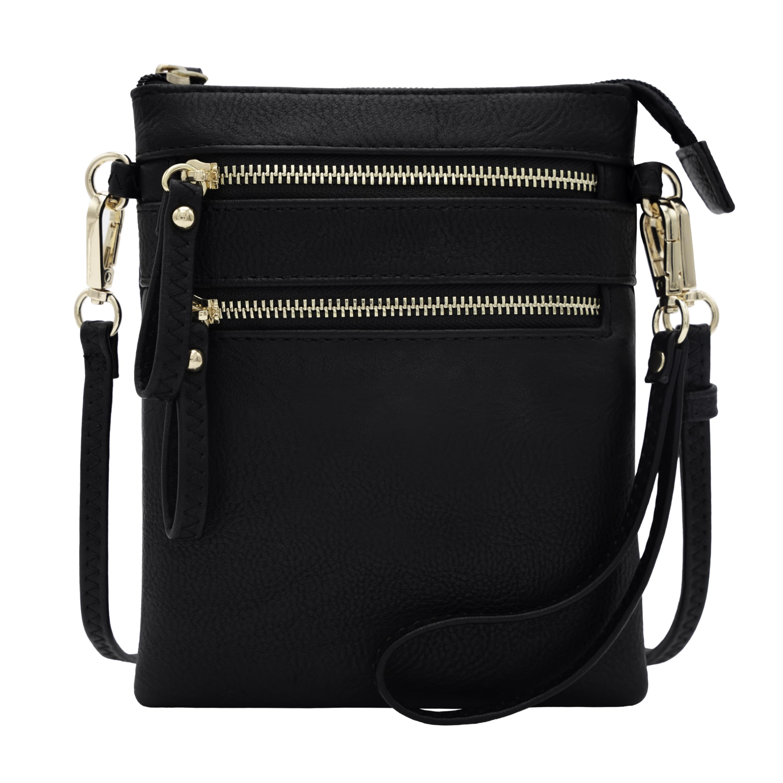 Small Crossbody Bag for Women, Multi Zip Pockets with Detachable Wristlet, Lightweight Travel Purse, Cell Phone Pouch