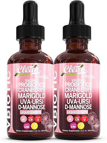 Miniatura 10 de Clean Nutraceuticals VBiotic - Probiótico vaginal para mujer, gotas líquidas  Cranberry Uva Ursi Cola de caballo D-Manosa Prebióticos Caléndula y