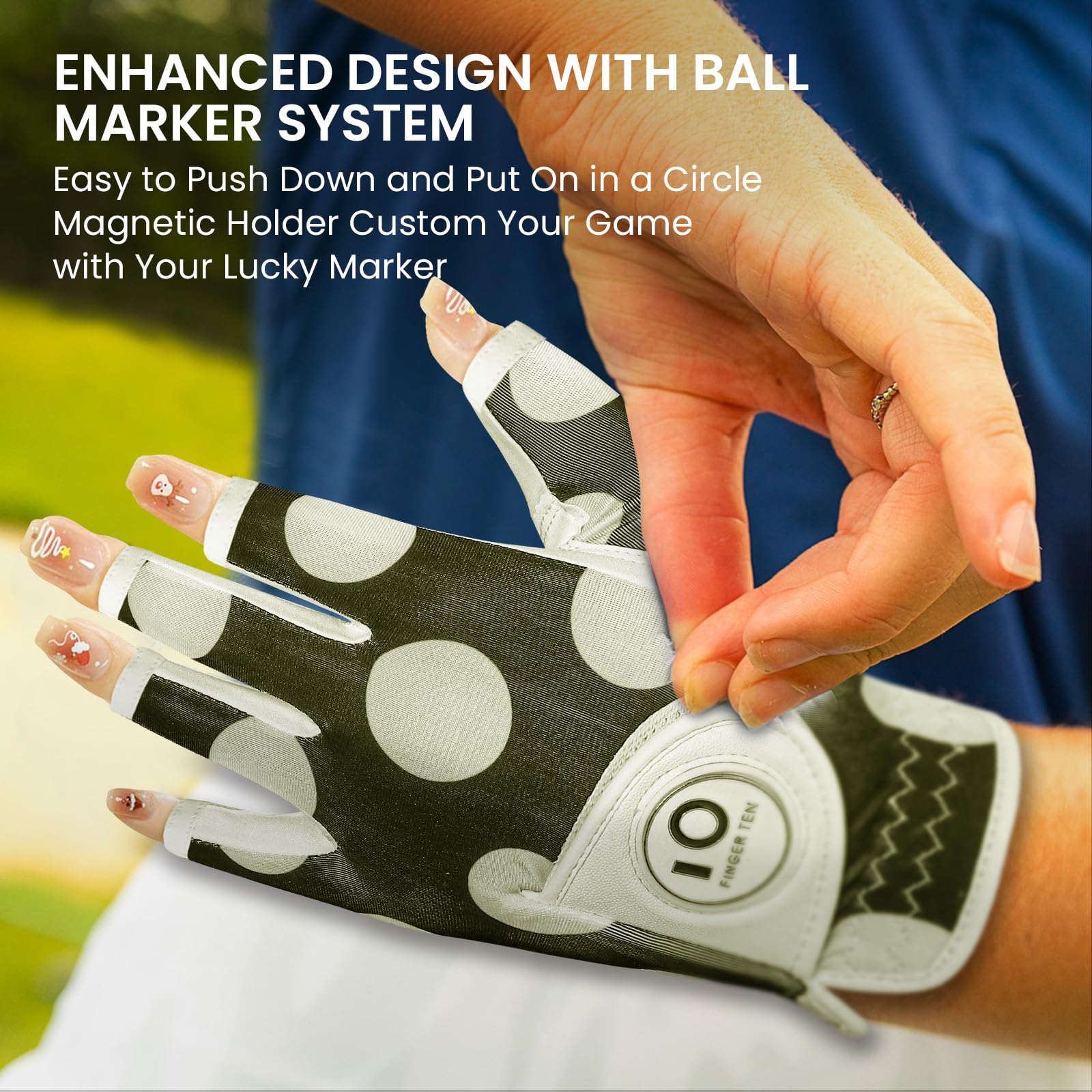 Golf Gloves Women Left Hand Right Cabretta Leather With Ball Marker Full Finger/Nail Colors Value Pack - Image 4