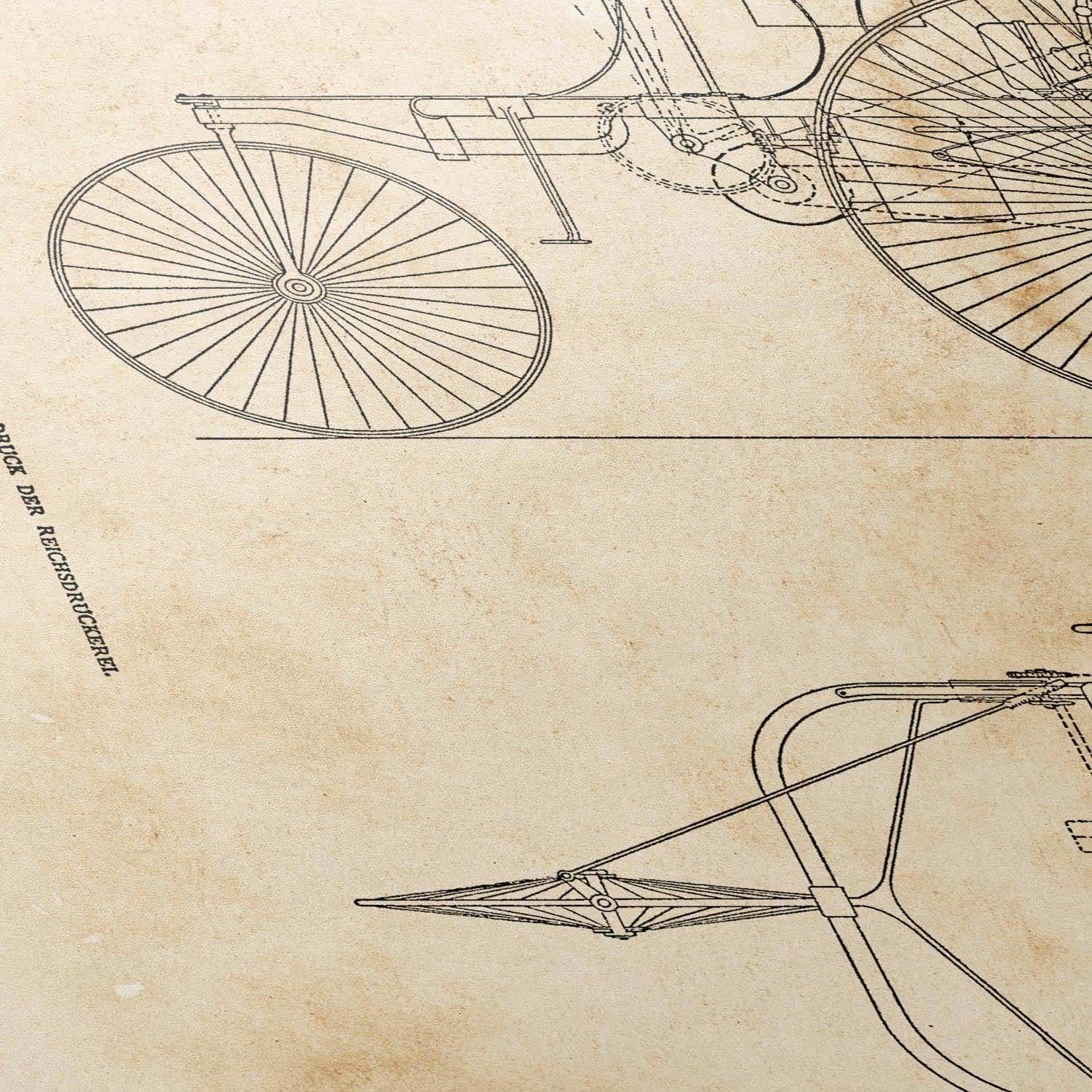 Cartistry Patent Poster Carl Benz (70x50cm, Holzrahmen Schwarz) | Patent Zeichnung, Poster Vintage, Geschenk für Männer und Autoliebhaber