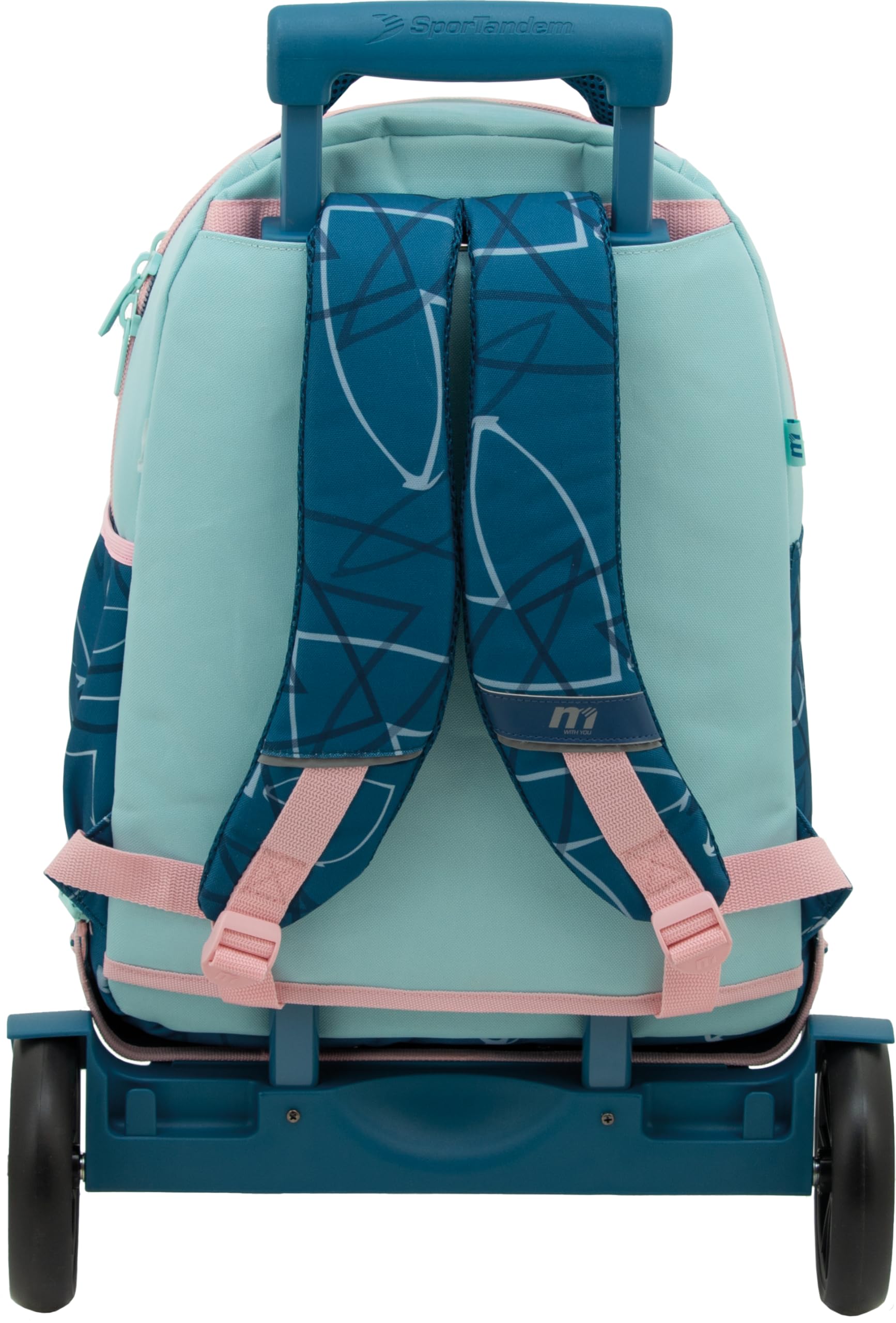 Sportandem Tandem Mochila con Carro Compacto Desmontable 35 L Azul Marino, 2 Compartimentos amplios y Ruedas silenciosas