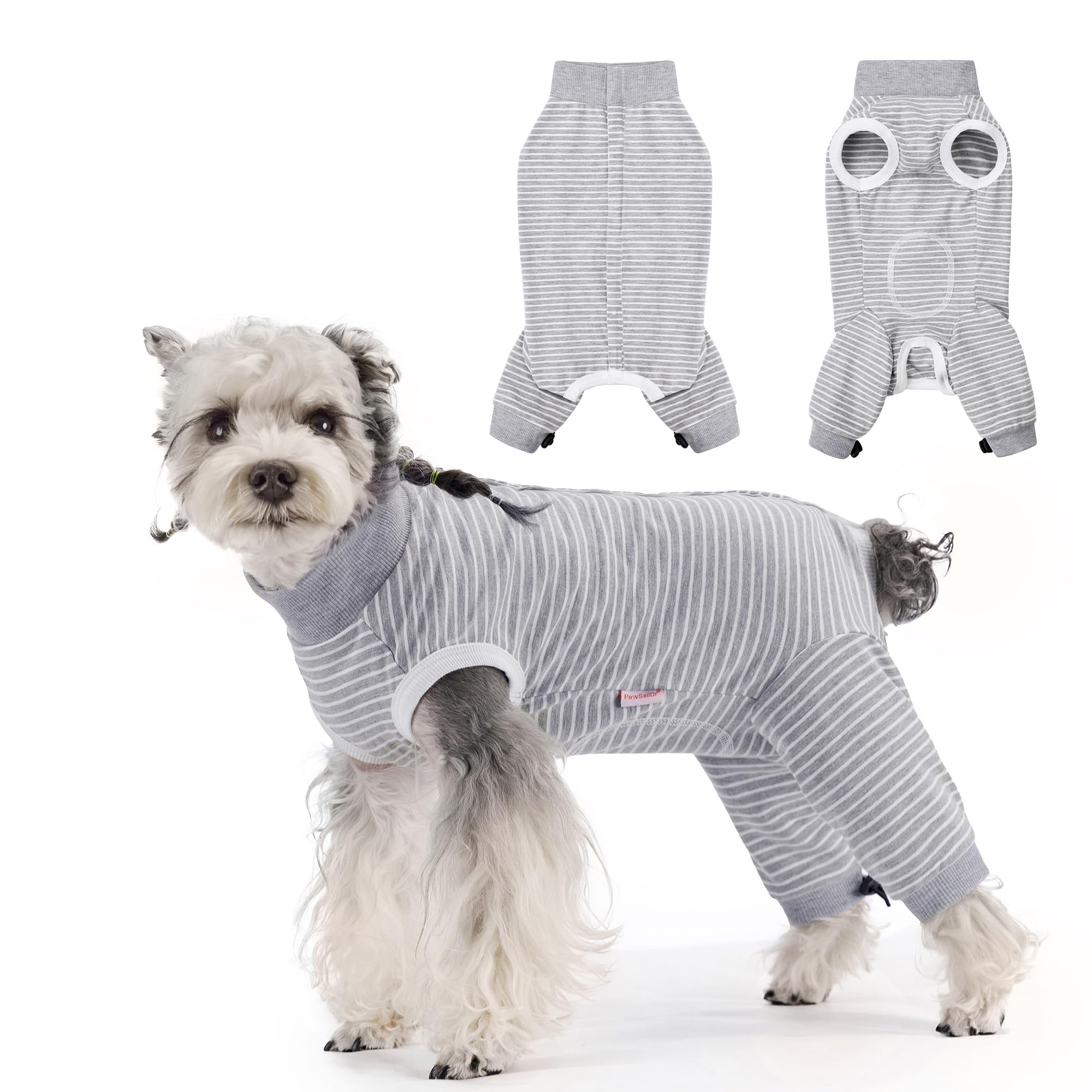 PawSailor Adjustable Dog Surgery Recovery Suit Hind Leg Drawstring, Grey L