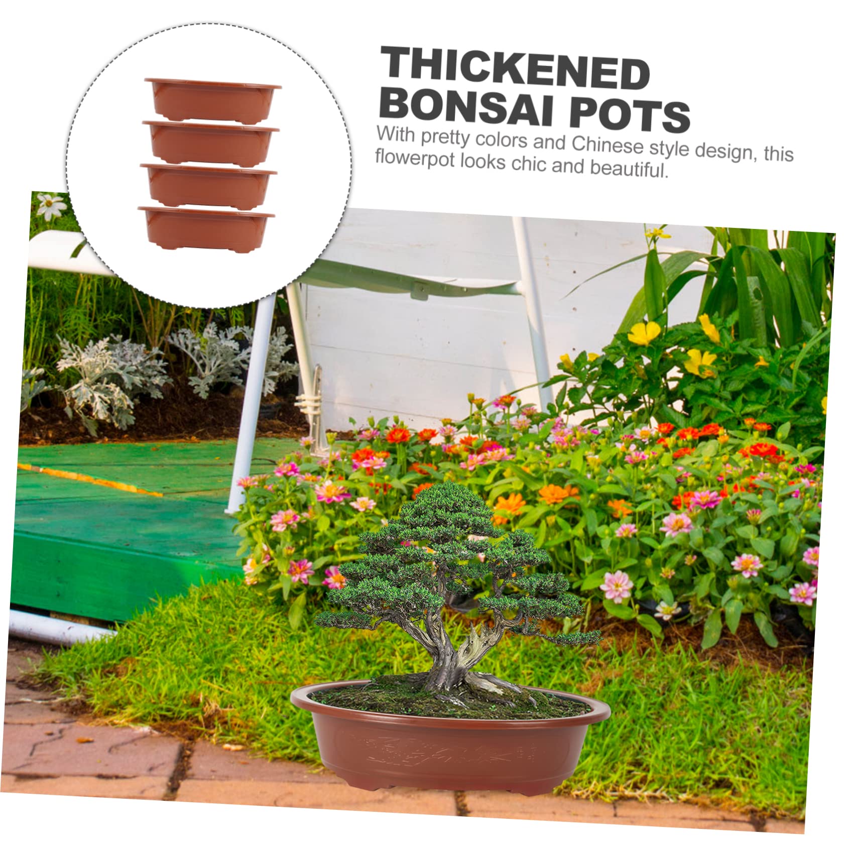 Toddmomy Plastic Flower Pot 4pcs - Large Indoor Planter Containers With Shallow Mouth for House Plants and Bonsai Growing - Image 4