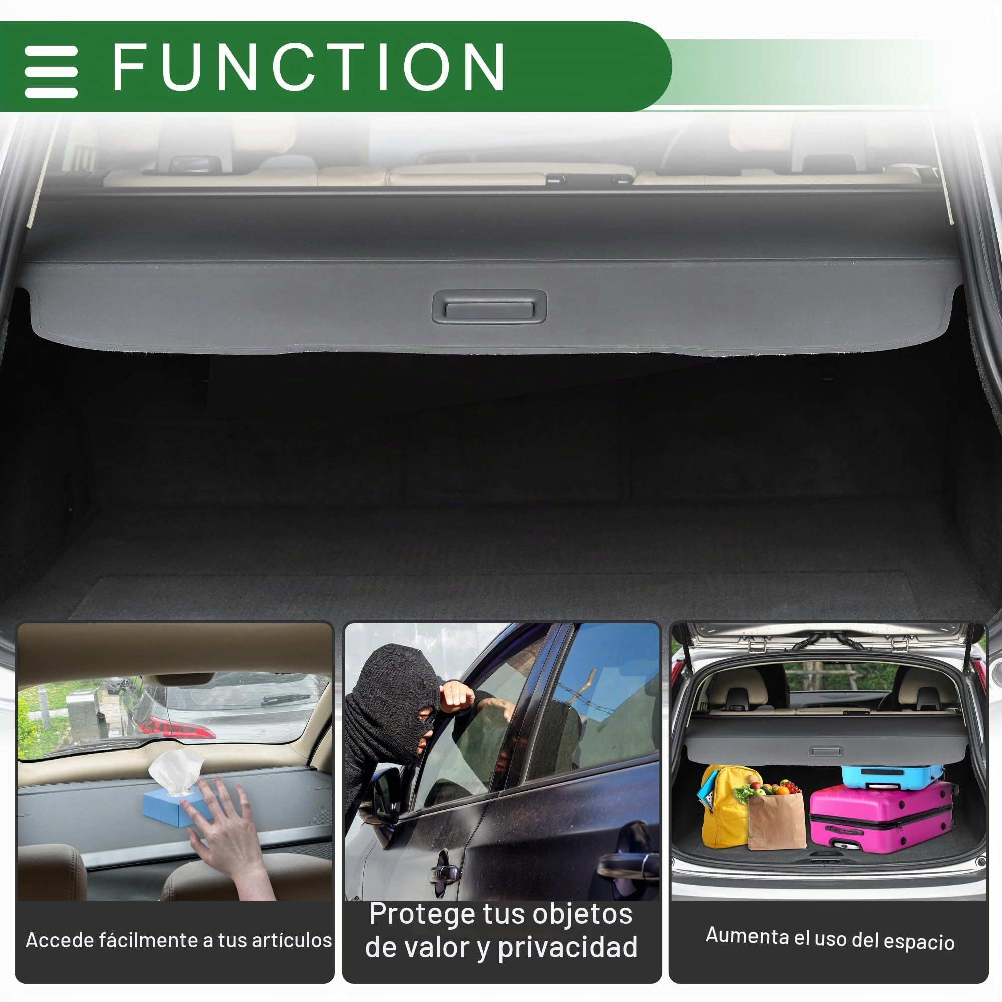 Motoforti Cubierta Retráctil Para Maletero Para Mercedes Clase B W246 11-18 | Color Negro Brillante, Material Aleación De Aluminio Y Lona, Tamaño 124 Cm Y 118 Cm, Para B180 B200 B260