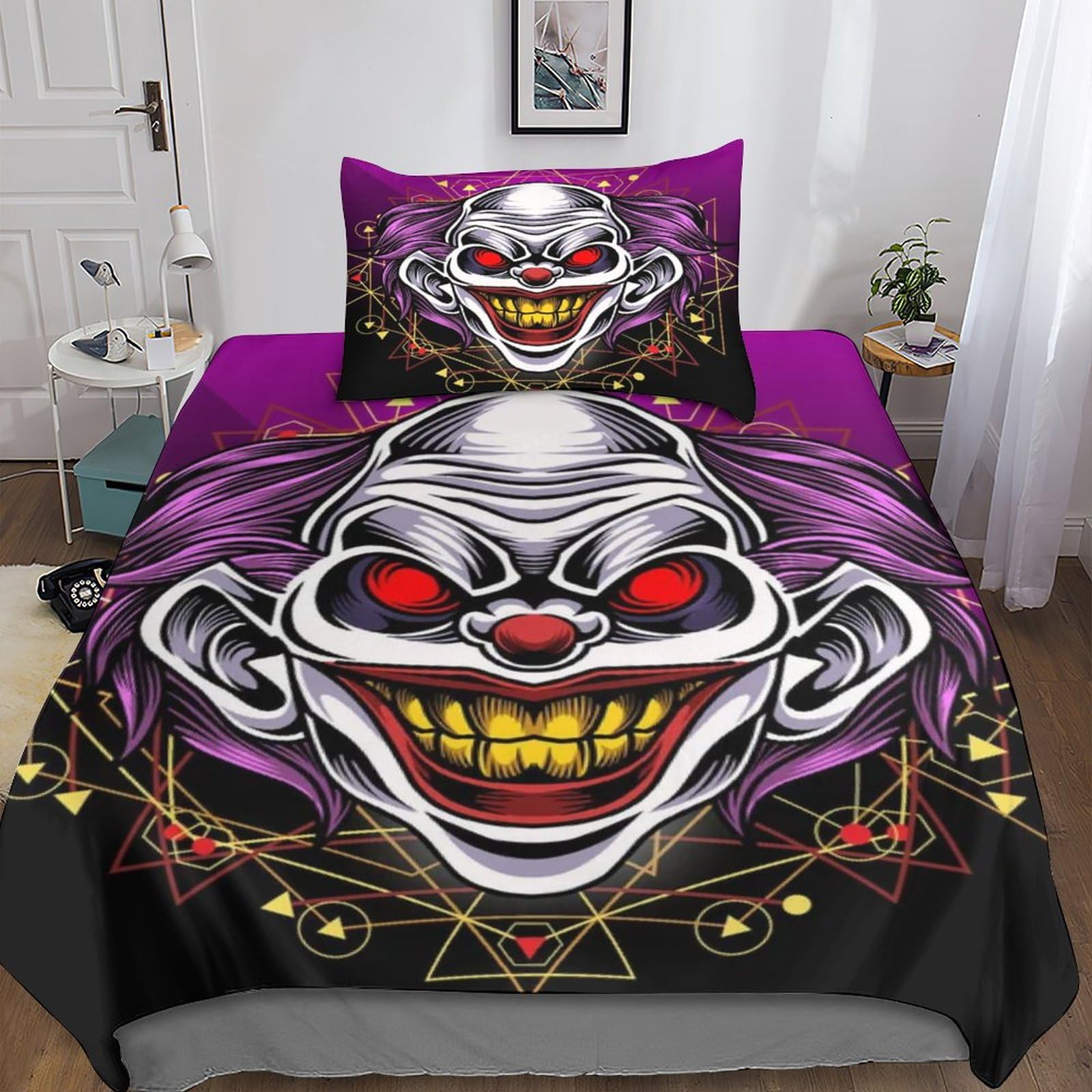 Parure de lit tête de mort gothique en microfibre 3D avec housse de couette 135x200cm pour enfant