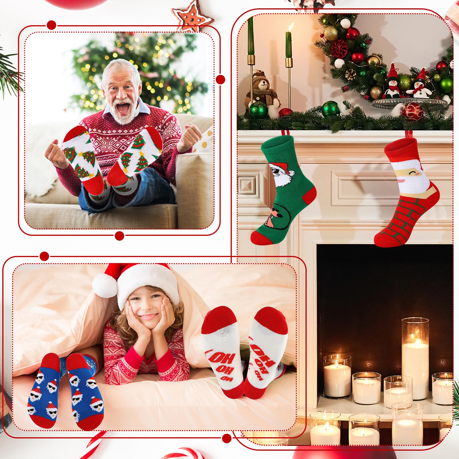 SATINIOR 24 Paia Calze di Natale Calzini Natalizi al Polpaccio Calze di Natale Colorate Divertenti Donna Uomo Adulti Unisex