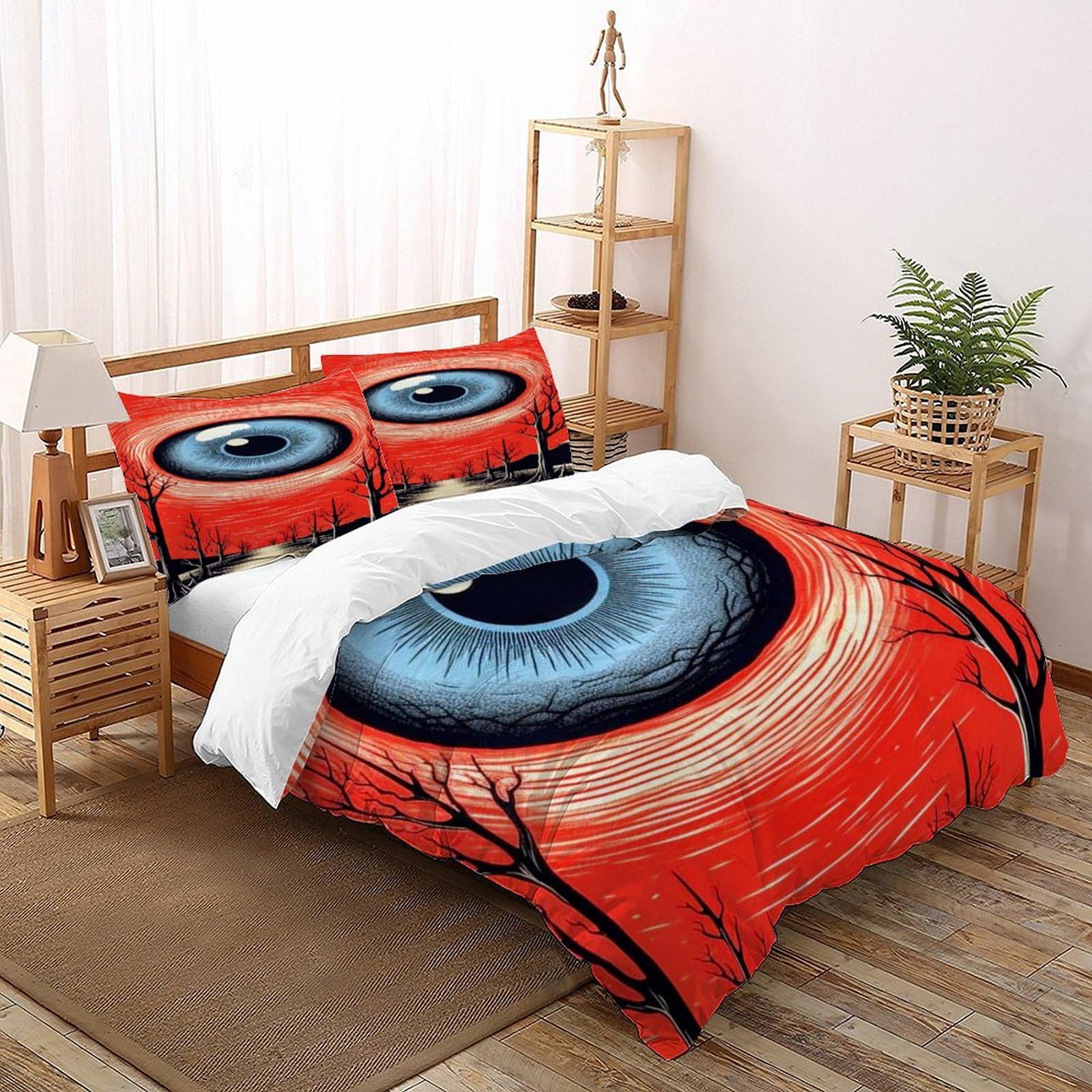 Ensemble de couette impression 3D mystérieuse et géométrie moderne avec fermeture éclair 3 pièces