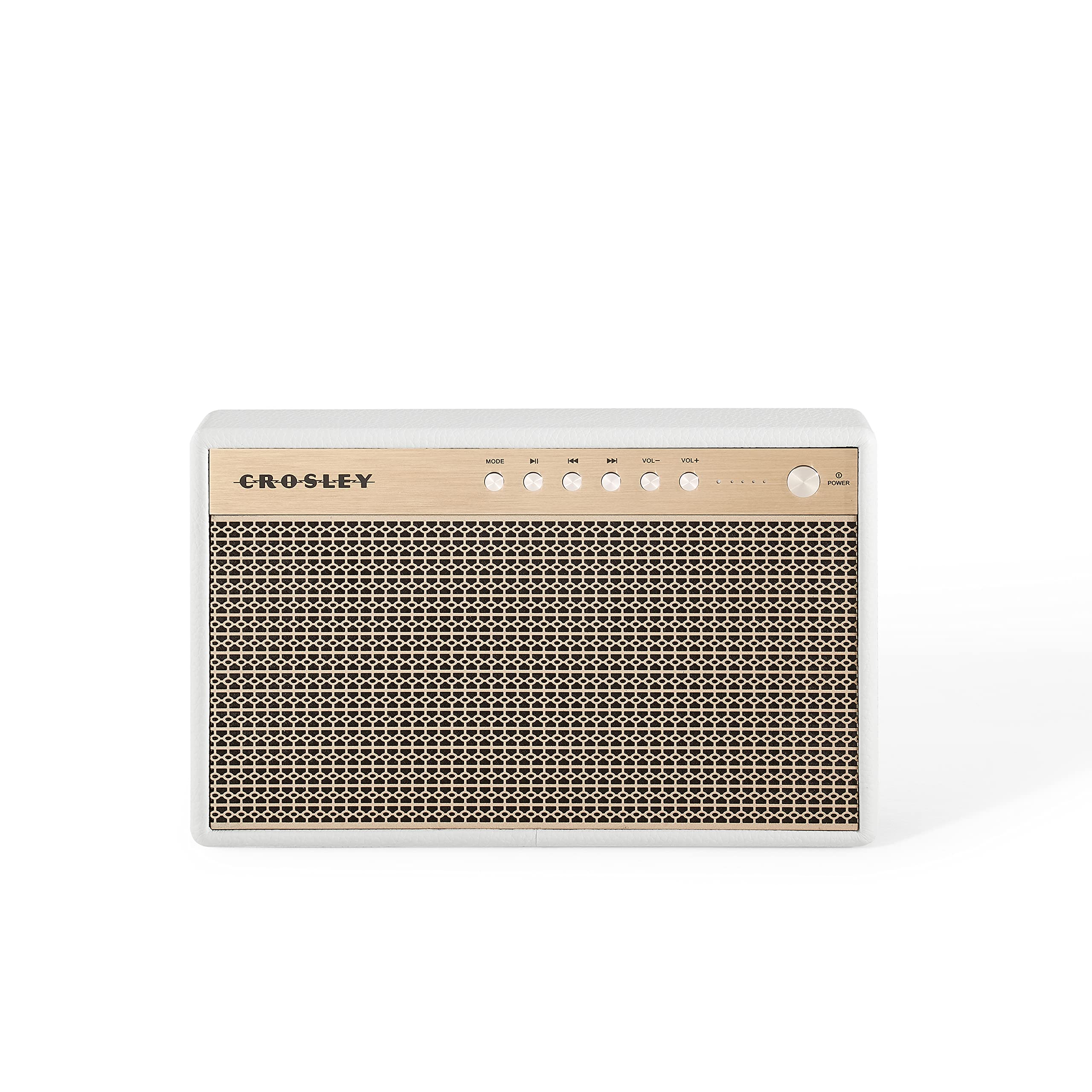 Crosley Montero Retro - Altavoz Bluetooth - Altavoz inalámbrico portátil, 20 W, Tiempo de reproducción de 8 Horas, Cargador USB, Color Blanco