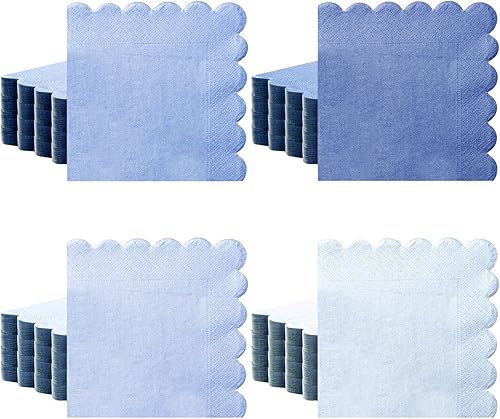 Paquete de 100 servilletas de cóctel de 5 x 5 pulgadas, servilletas festoneadas para bebidas, servilletas de papel de color degradado con bordes