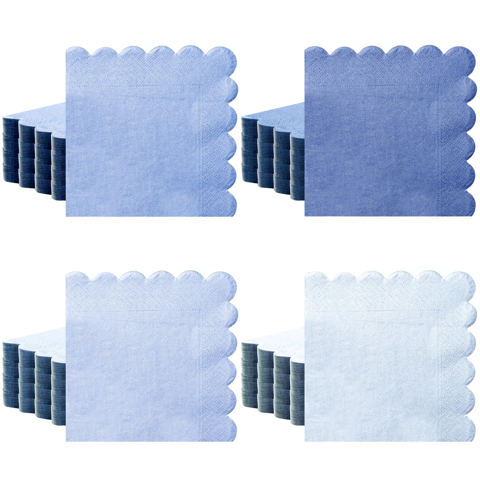 Zhanmai 100 Pack Dusty Blue Cocktail Napkins 2ply Scalloped Napkin 5 x 5 in
