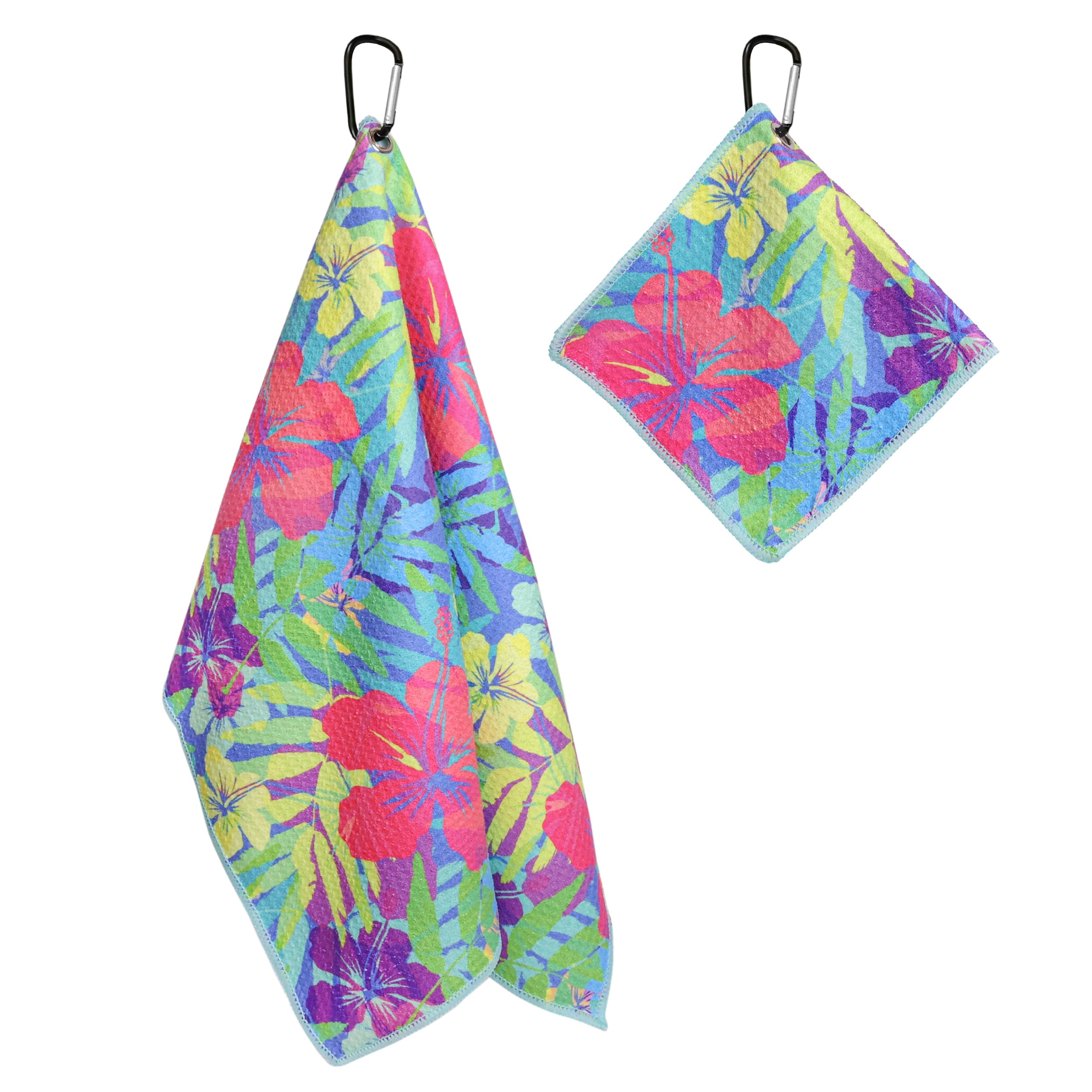 Bright Tropical Toalla de Golf con Clip para Mujeres y Hombres, Toallas de Microfibra Waffle y Bola, Juego de 2