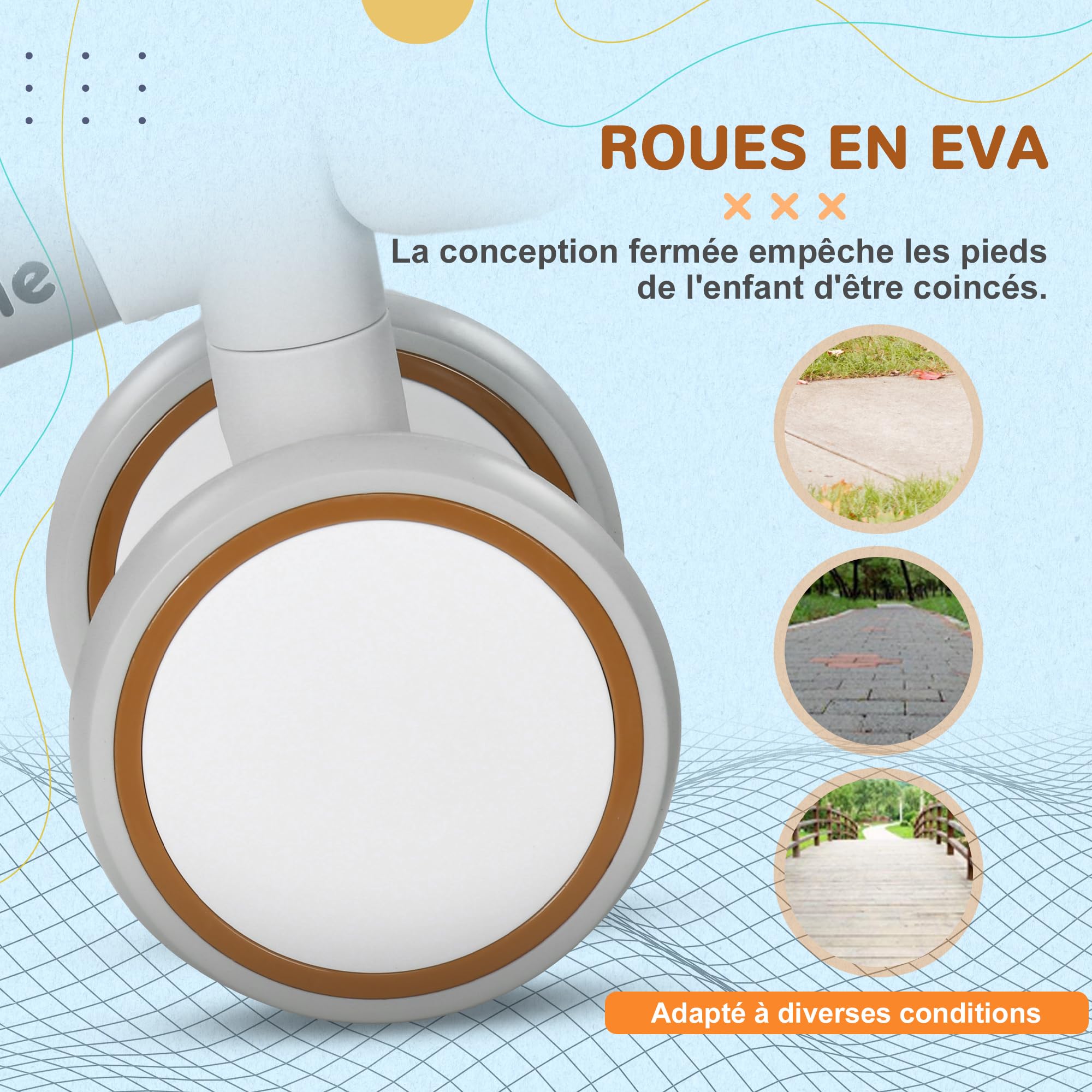 AIYAPLAY Draisienne vélo Enfant 4 Roues Selle réglable Guidon Ergonomique Alliage alu PP 1 à 3 Ans
