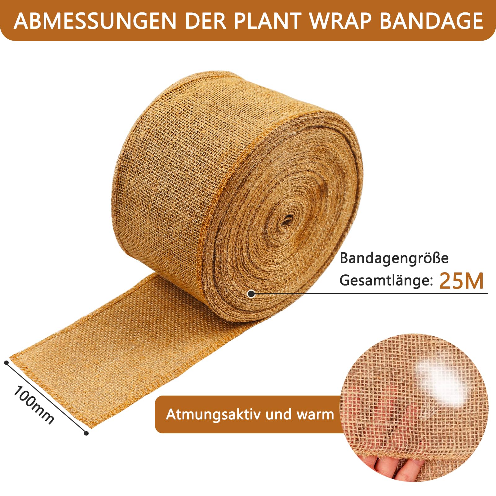 HOIIME Tree Tie Made of Jute, Jute Ribbon as Tree Protection - Image 2